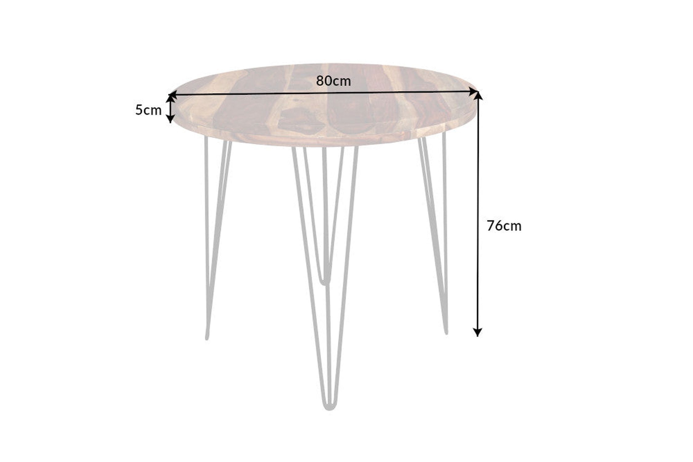 Table de salle à manger en bois de Sheesham massif 80 x 80 cm
