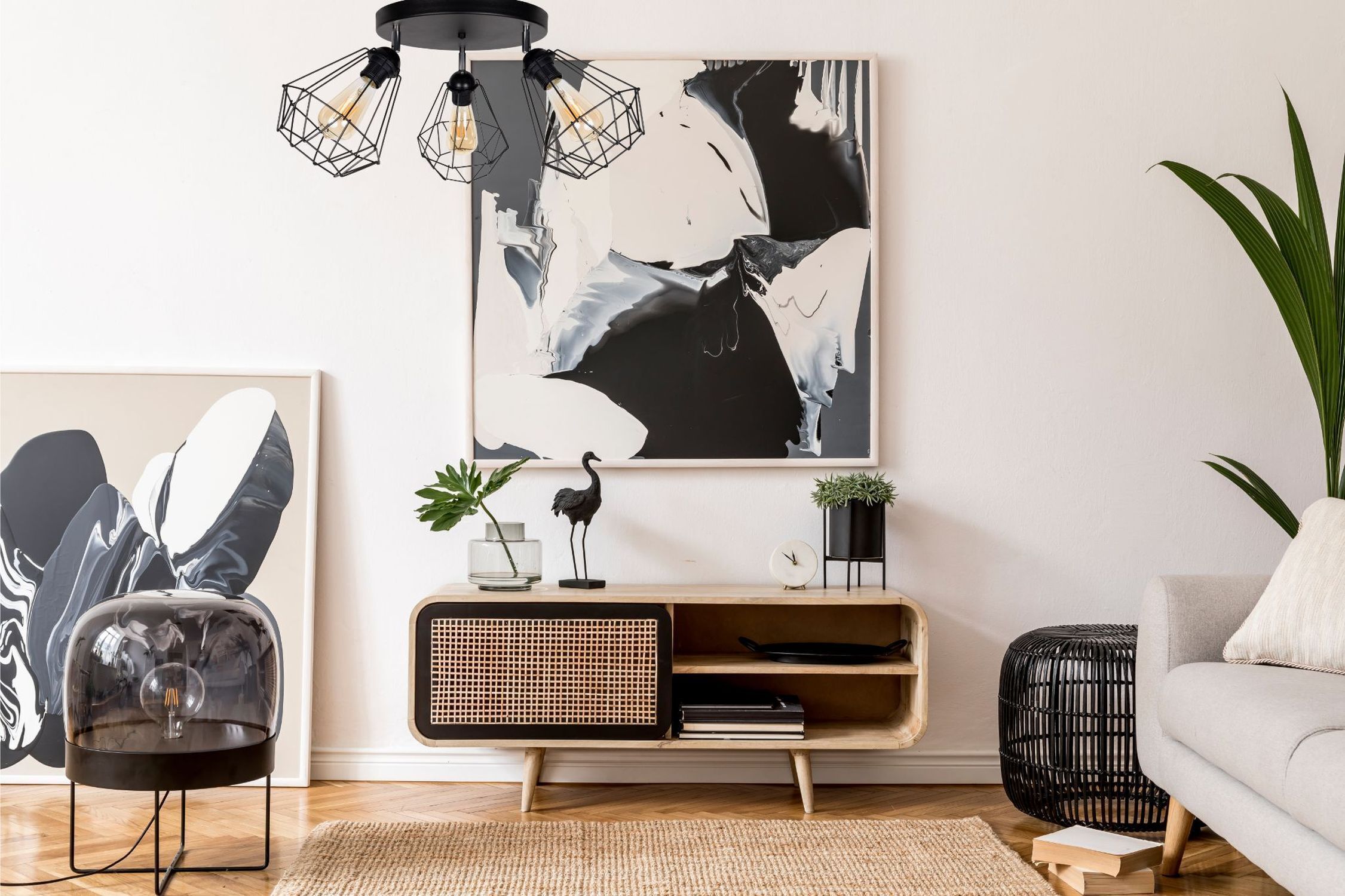 Schwarze Deckenlampe Retro Metall E27 L:65 cm 3-flammig Lampe, Dekoration für Zuhause, Drinnen, Innenarchitektur, Wohnzimmer