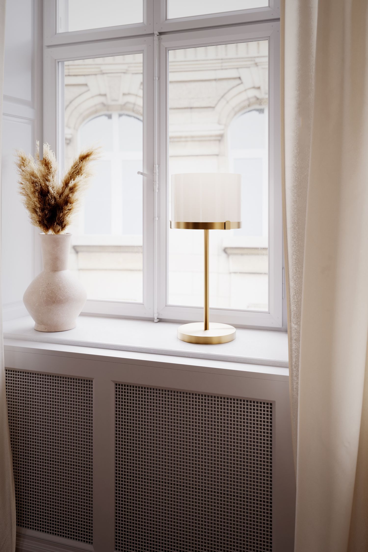 Lampe, Fenster, Fensterbank