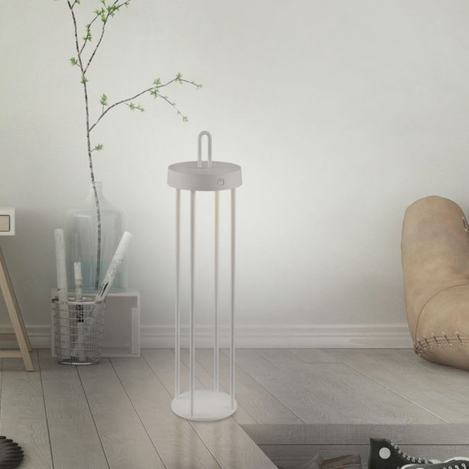 Lampe de table LED rechargeable métal dimmable IP44 2700 K Greige