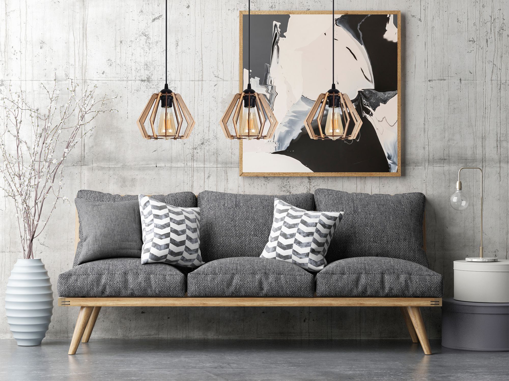 Sofa, Wohnzimmer, Kunstbild, Lampe, Kissen