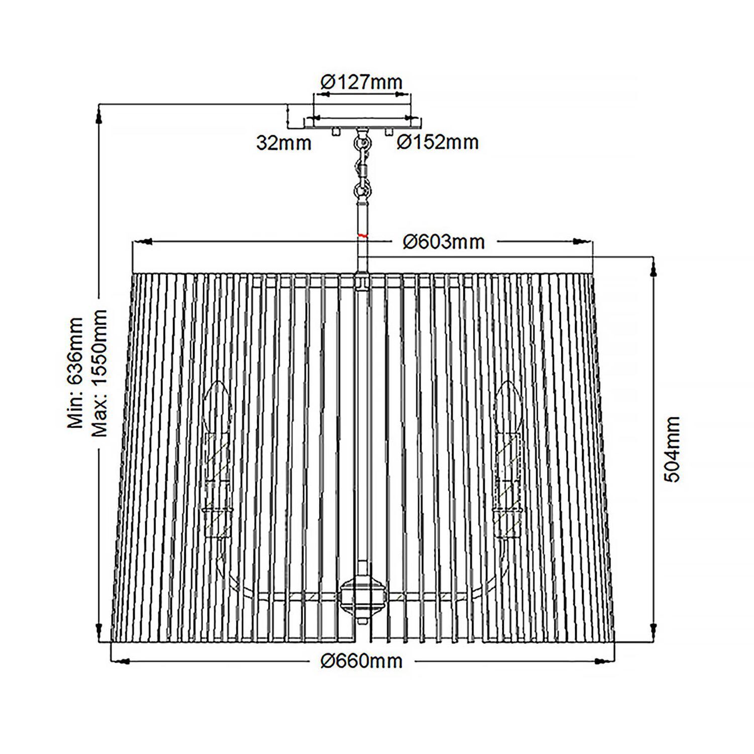 Suspension en métal D : 66 cm H : max. 155 cm rond 6x E14 Suspension en métal D : 66 cm H : max. 155 cm rond 6x E14