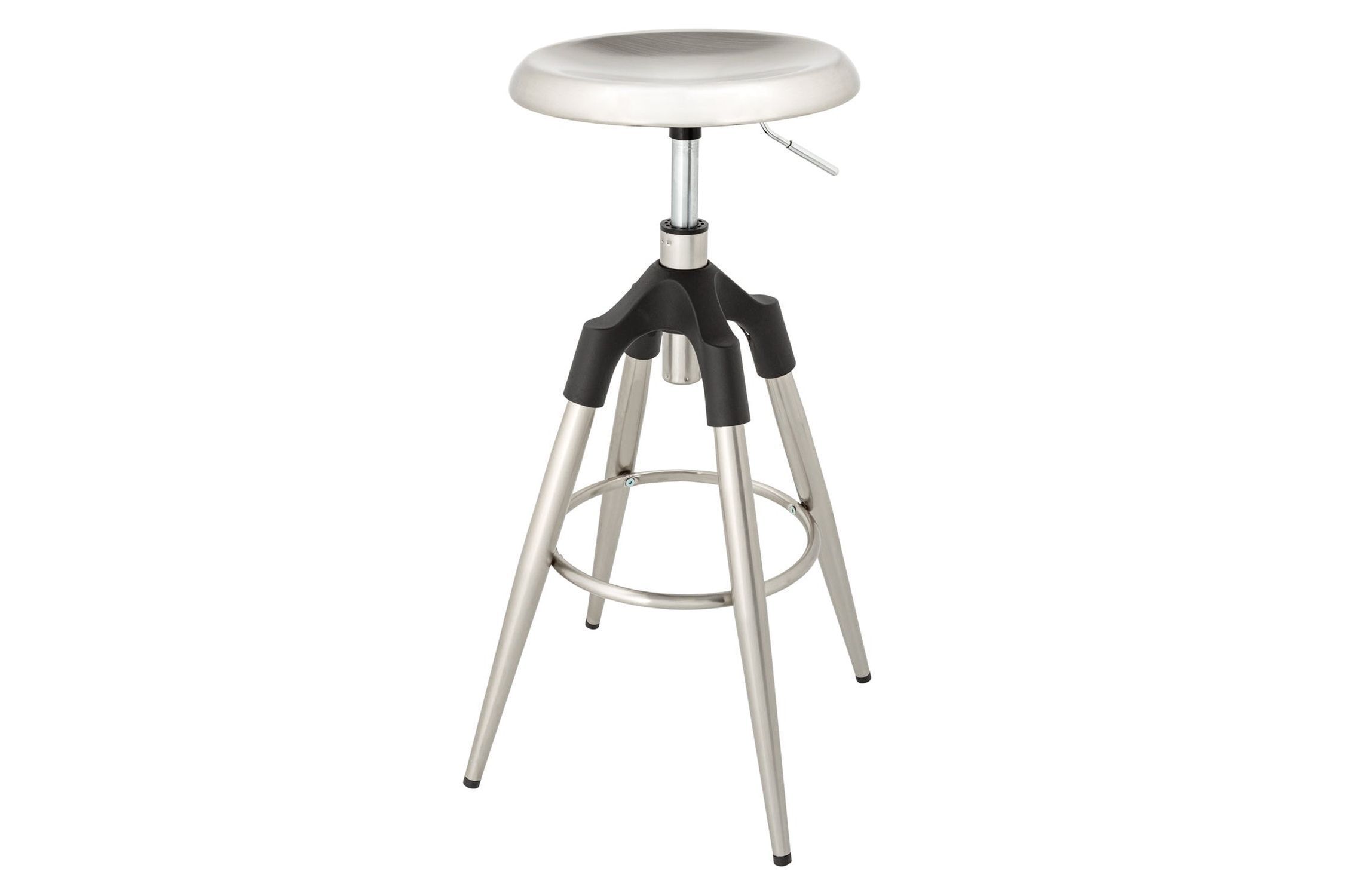 Chaise de comptoir sans dossier réglable en hauteur Métal argenté