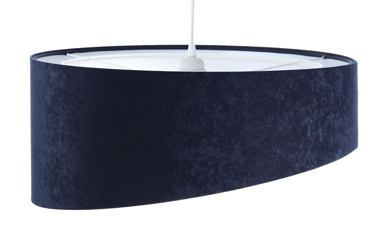 Hängelampe Weiß Blau E27 rund Ø 50 cm Stoff Velours Optik Lampe, Lampenschirm
