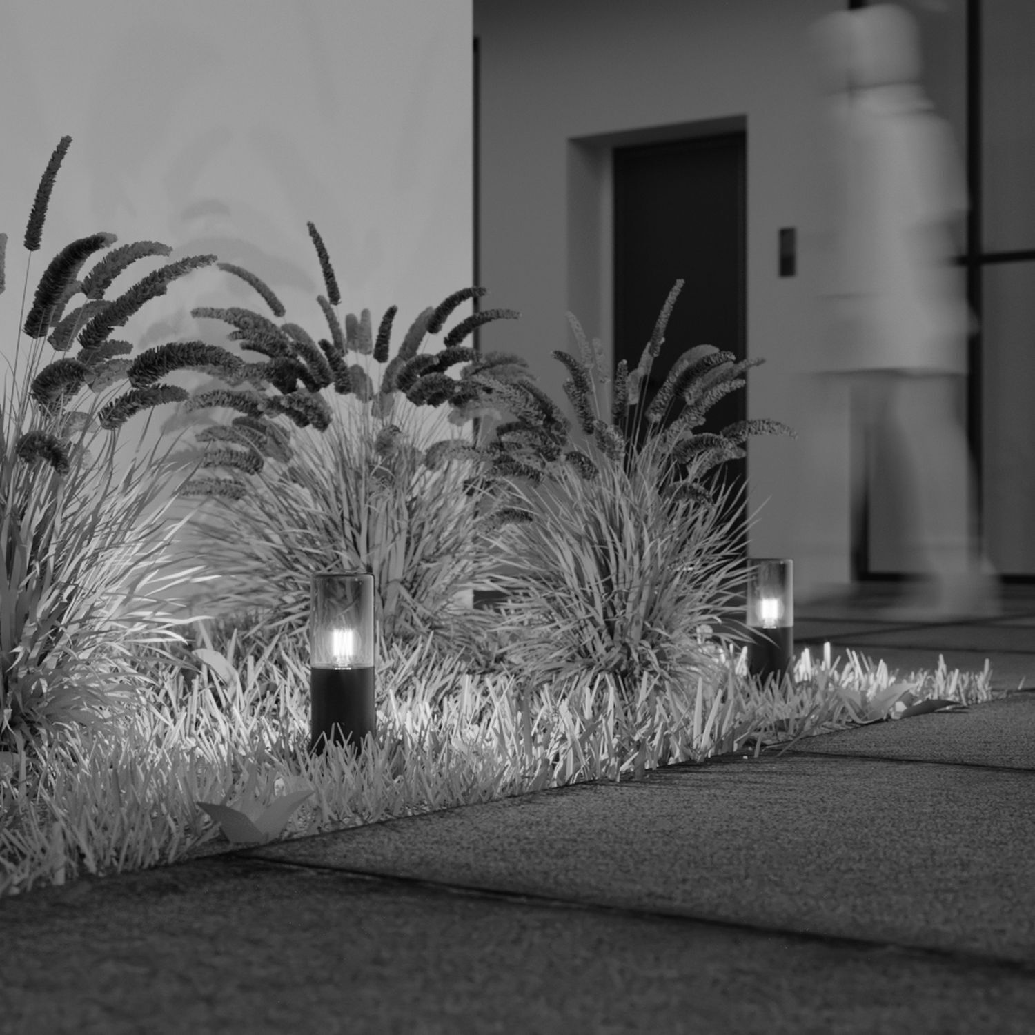 Lampadaire extérieur verre aluminium E27 IP54 25 cm rond Pflanze, Schilf