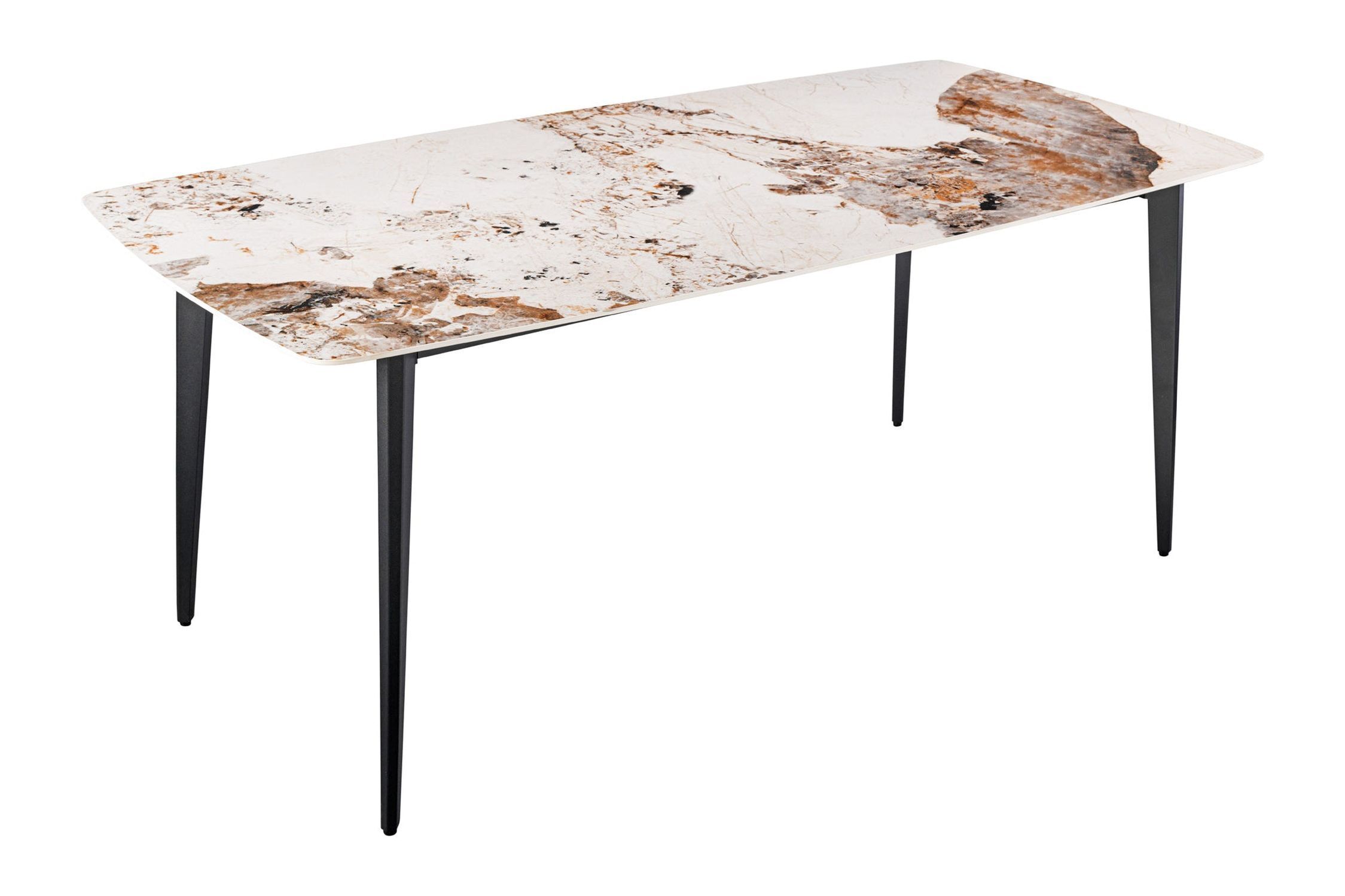 Esstisch Keramik Metall in Natur Marmor Schwarz 160x76 cm