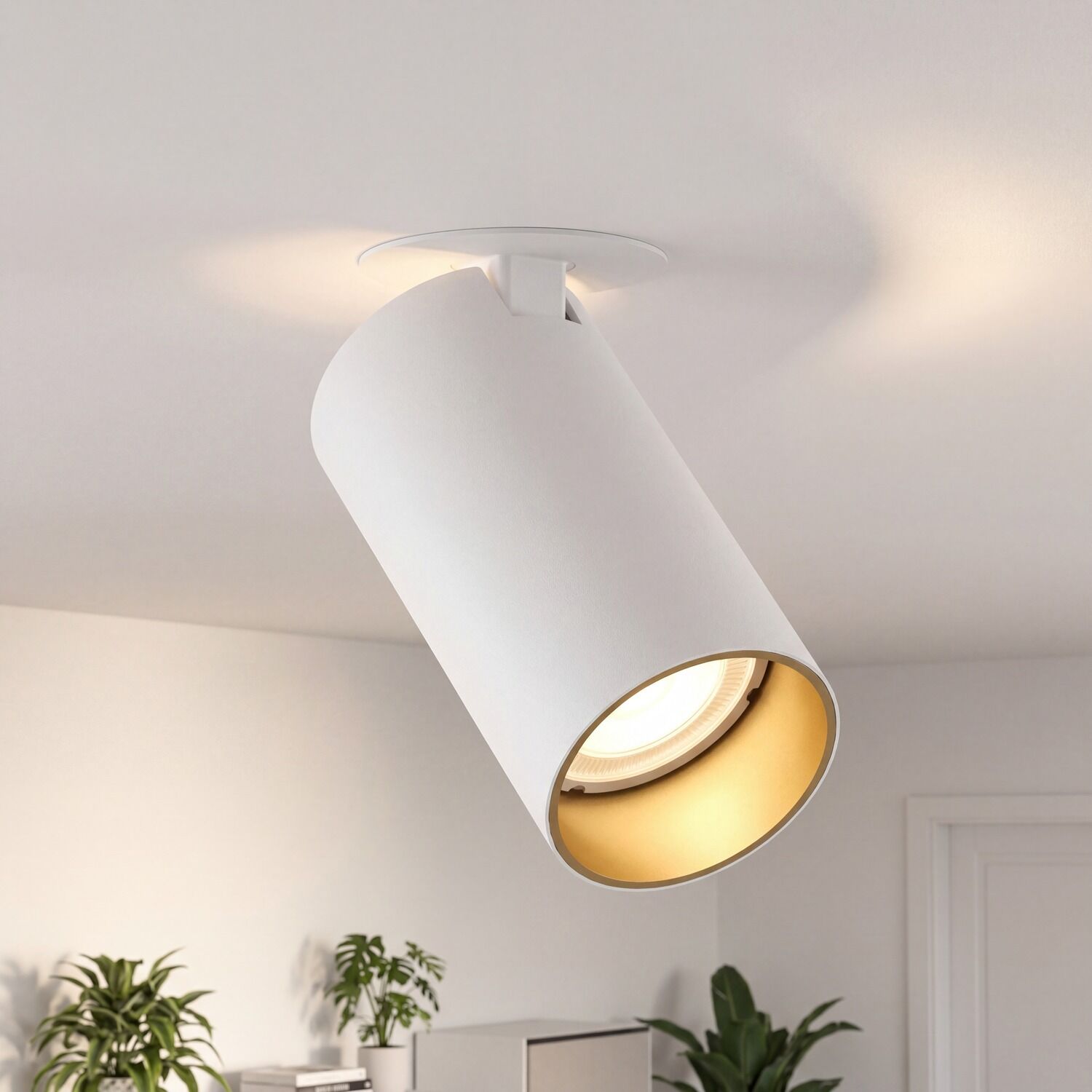 le59725-deckenstrahler-wohnzimmer-flur-arbeitszimmer-innen-metall-kunststoff-modern-gu10-ip20-weiss-gold-01 deckenleuchte, spotlight, einbauspot, weiß, metall