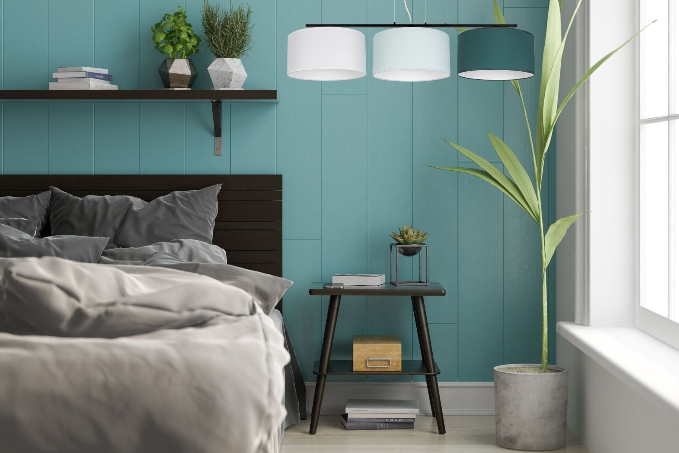 Suspension confortable Tissu Blanc Menthe Vert L:100 cm Drinnen, Innenarchitektur, Lampe, Pflanze