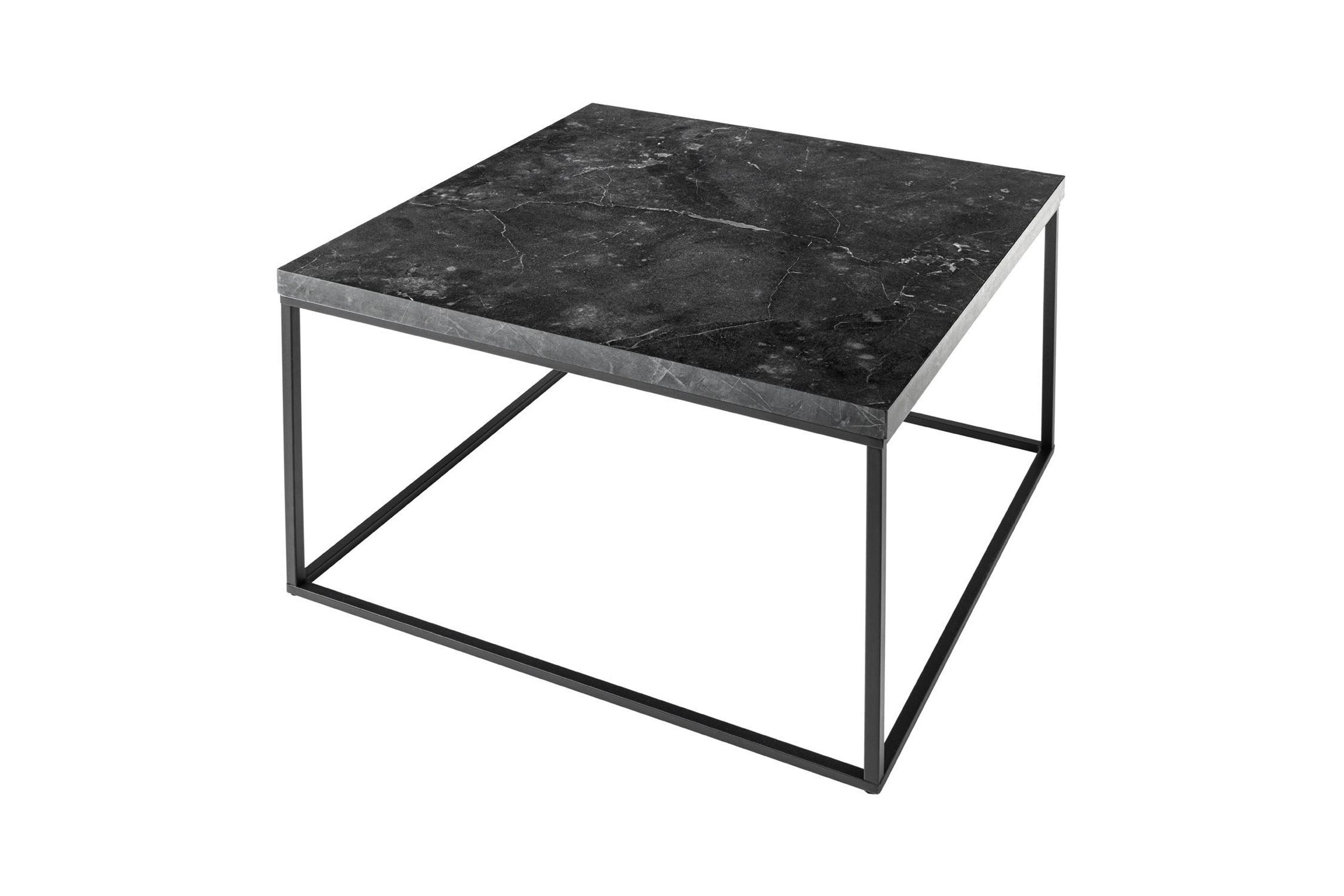 Table basse noire 60 x 60 cm aspect marbre noir