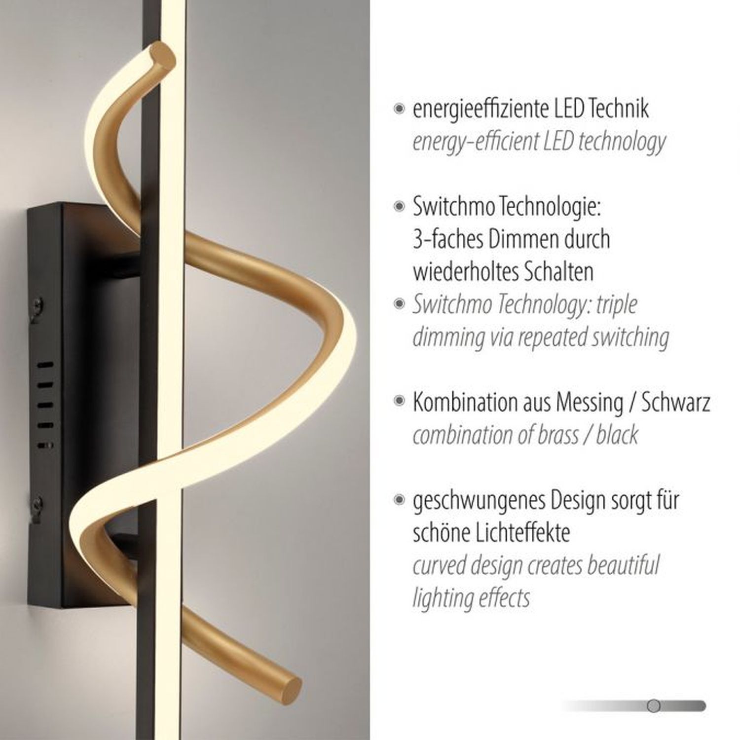 Applique LED métal dimmable 3000 K noir laiton Applique LED métal dimmable 3000 K noir laiton