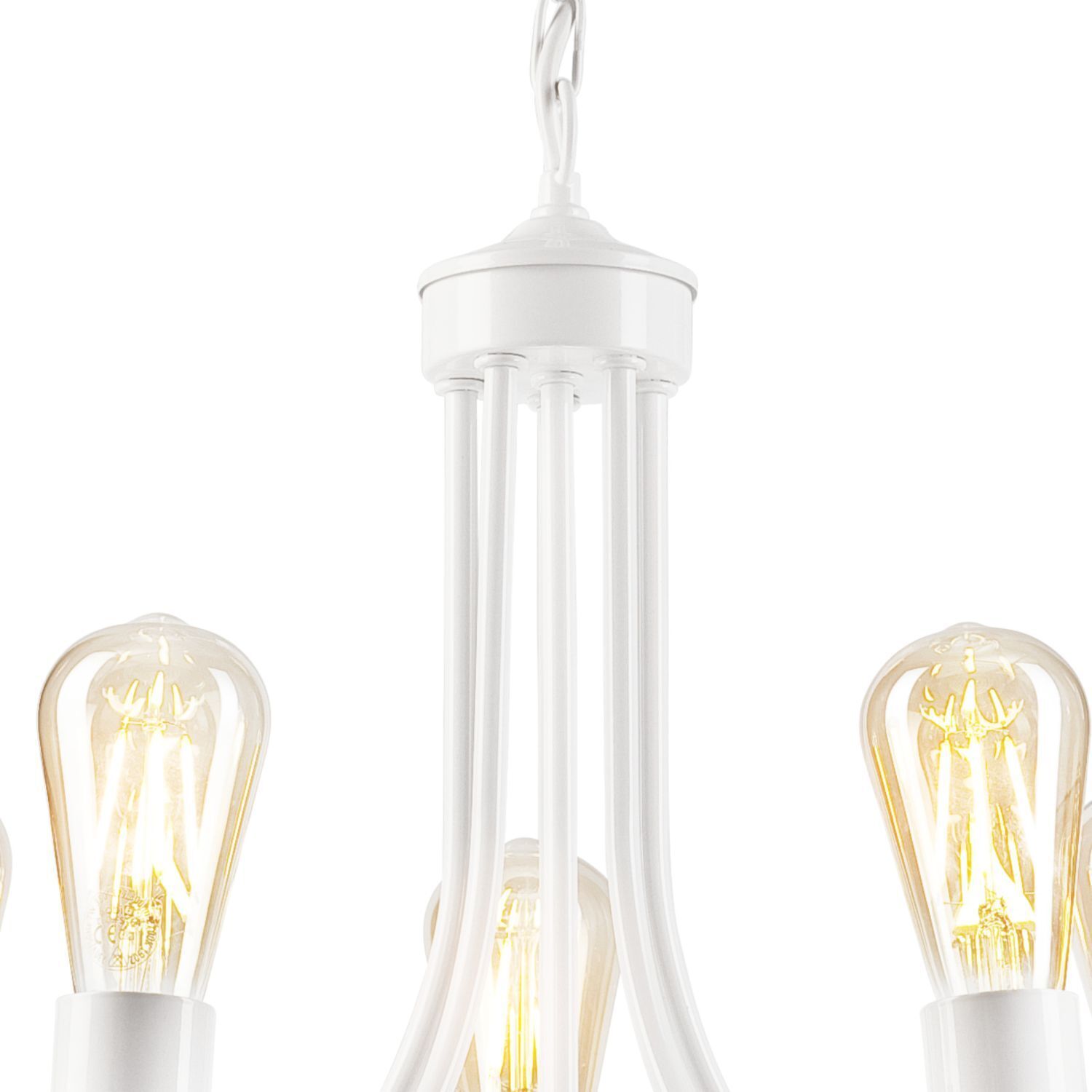 Lustre Rustique Blanc Métal Ø 45 cm 5-flamme E27