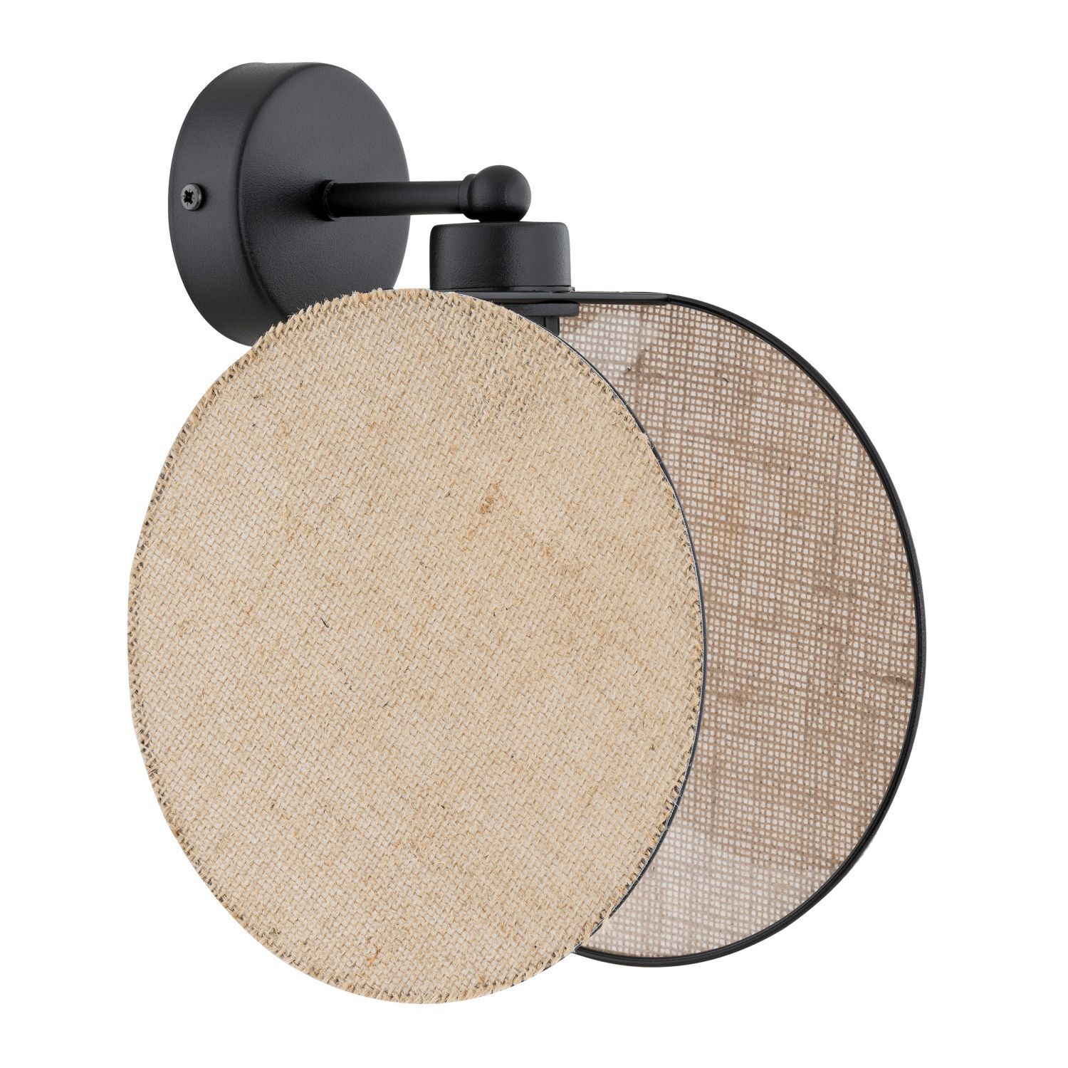 Applique Tissu Métal Ø 20 cm rond Noir Beige E27 THAIS