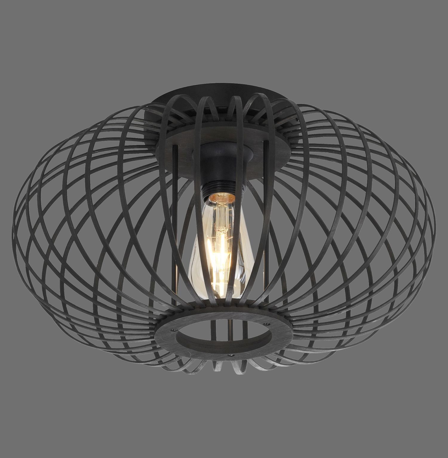 Lampe de plafonnier Scandinave Métal Bois E27 ronde Ø40 cm