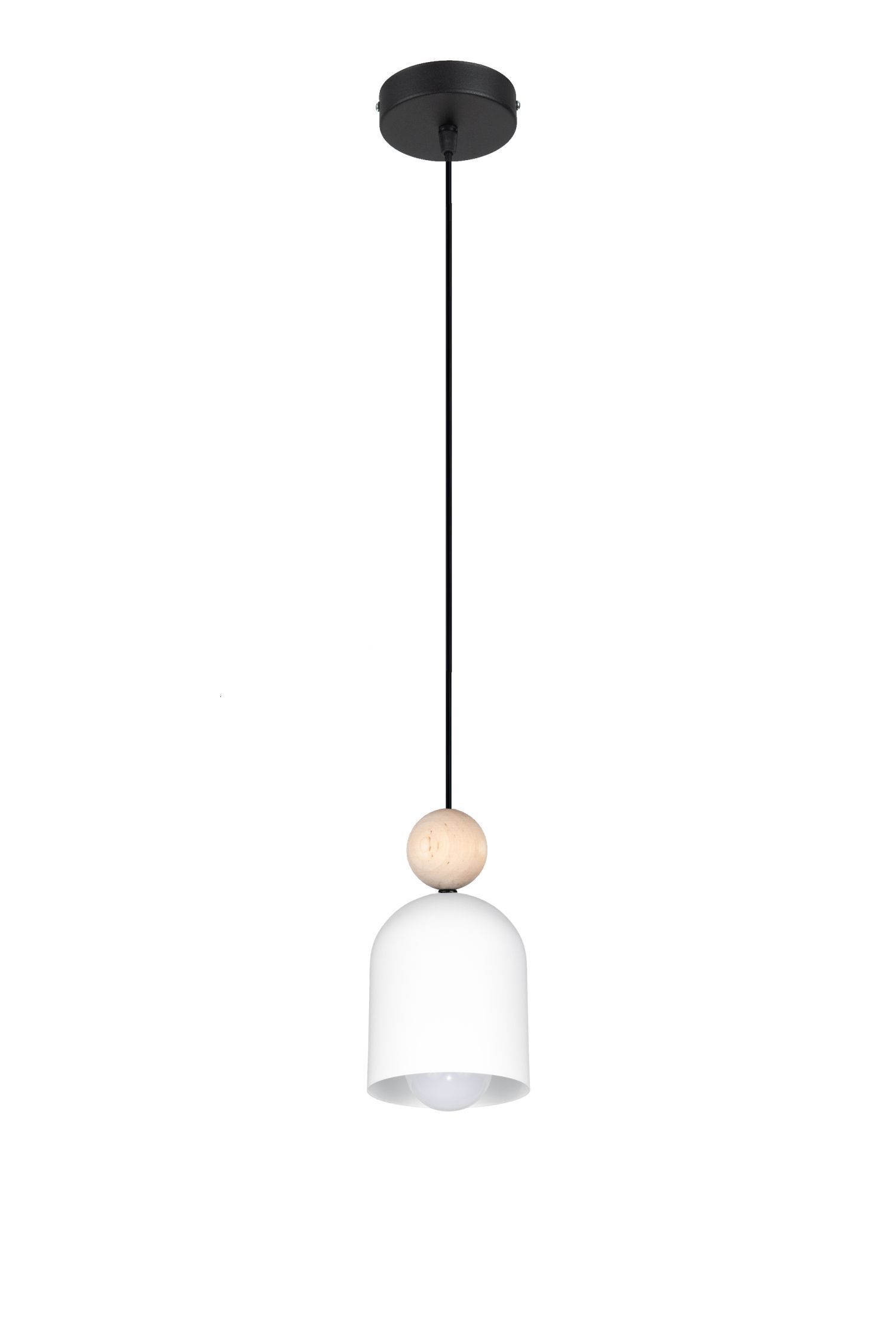 Lampe à suspendre en métal et bois E27 Ø11 cm ronde