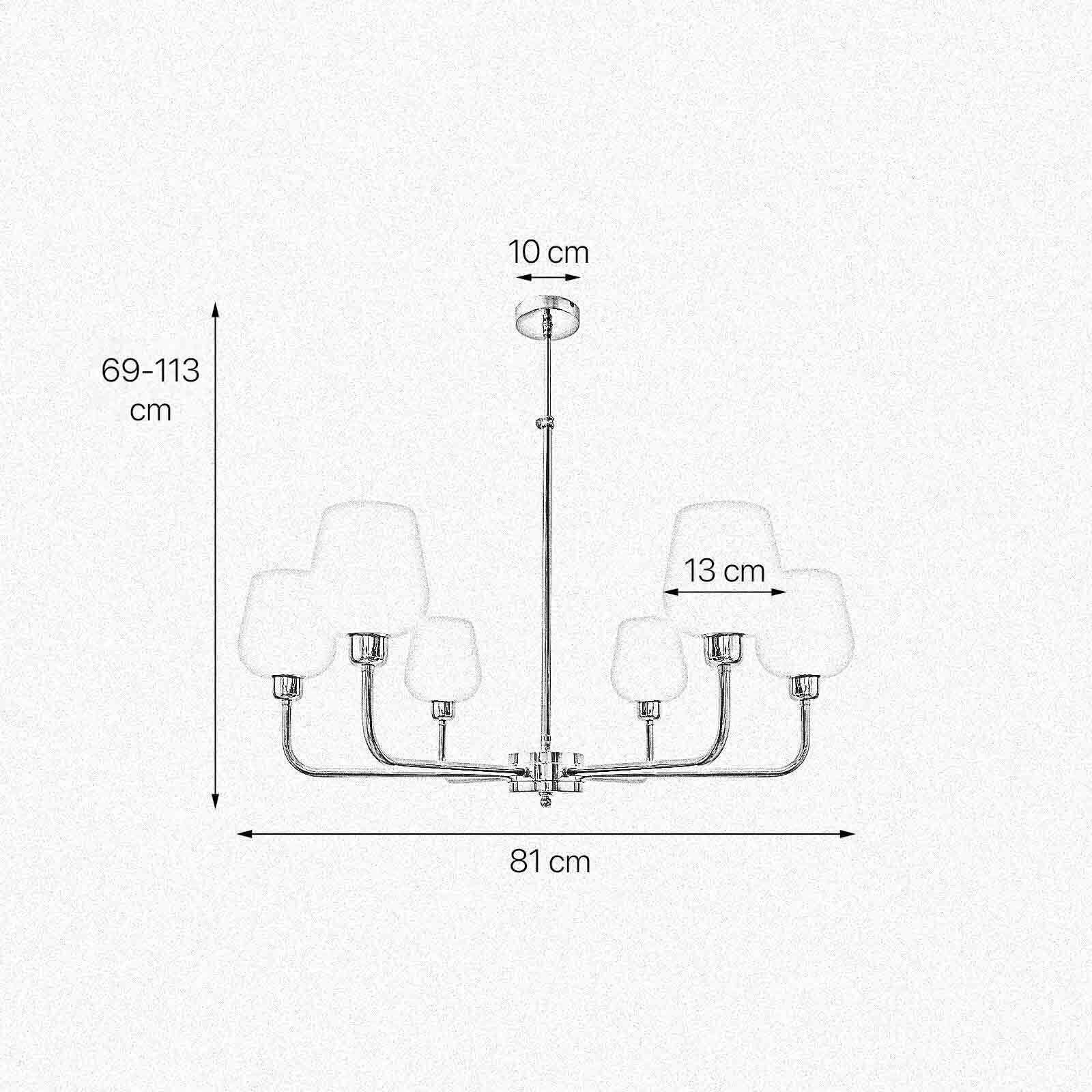 Kronleuchter Glas Messing Ø 81 cm 6x E27 verstellbar Leuchter, Lampe, Diagramm, Handlung