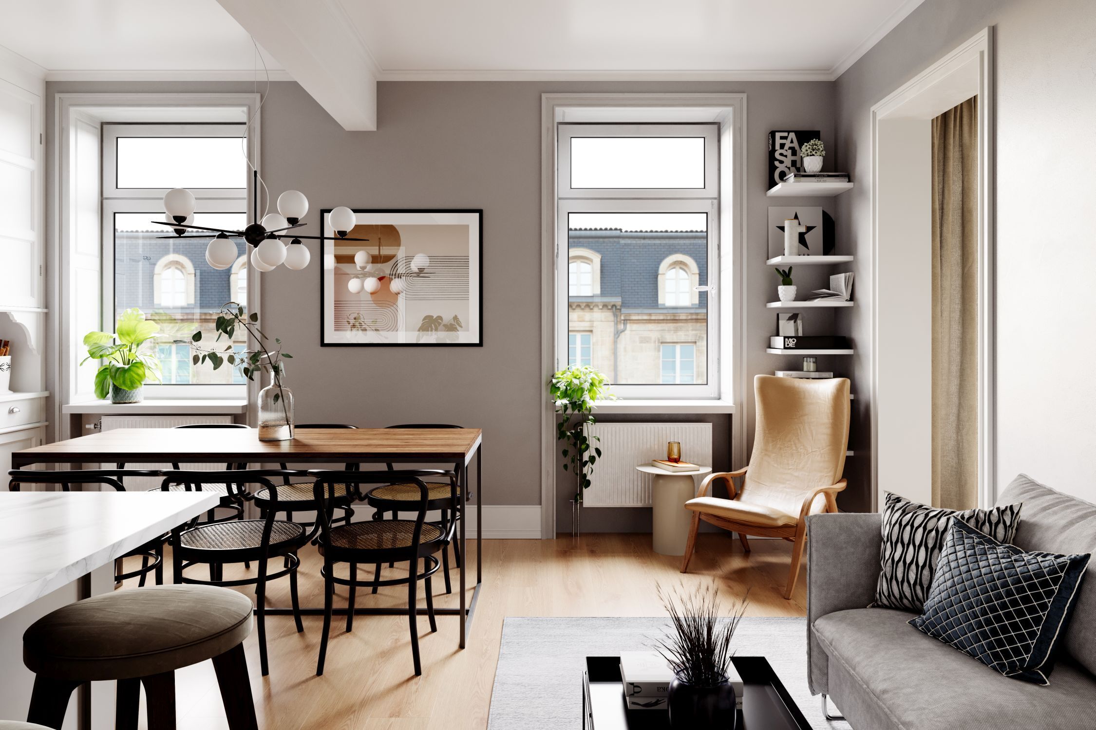 Hängeleuchte Metall Glas B: 100 cm H: max. 160 cm 10x G9 Speisesaal, Esstisch, Tisch, Dekoration für Zuhause, Wohnzimmer