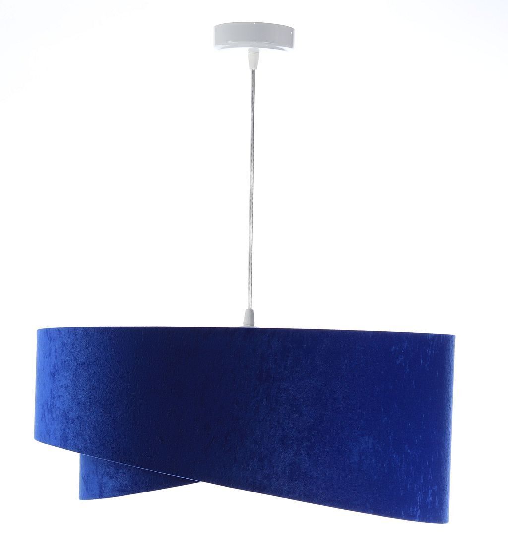 Lampe à suspendre tissu bleu cobalt argent E27 rond D : 50 cm