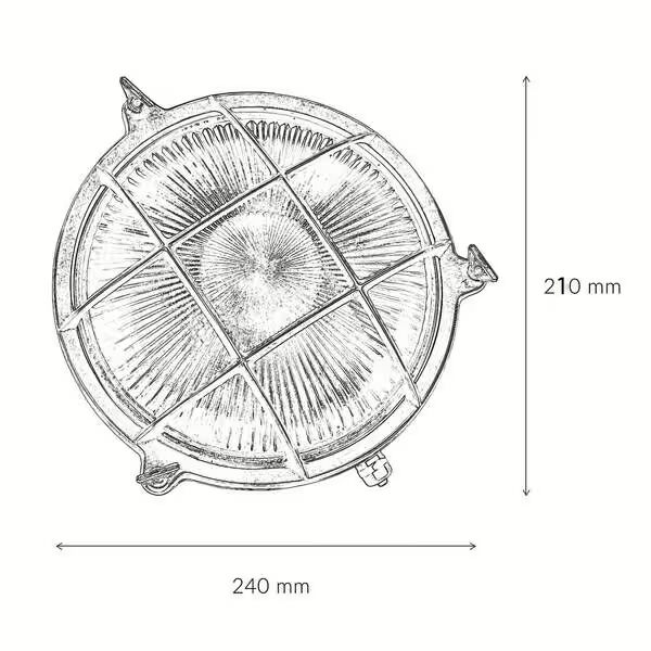 Wandlampe Außen Nickel Echt-Messing rund Ø24cm IP64 Wandlampe Außen Nickel Echt-Messing rund Ø24cm IP64