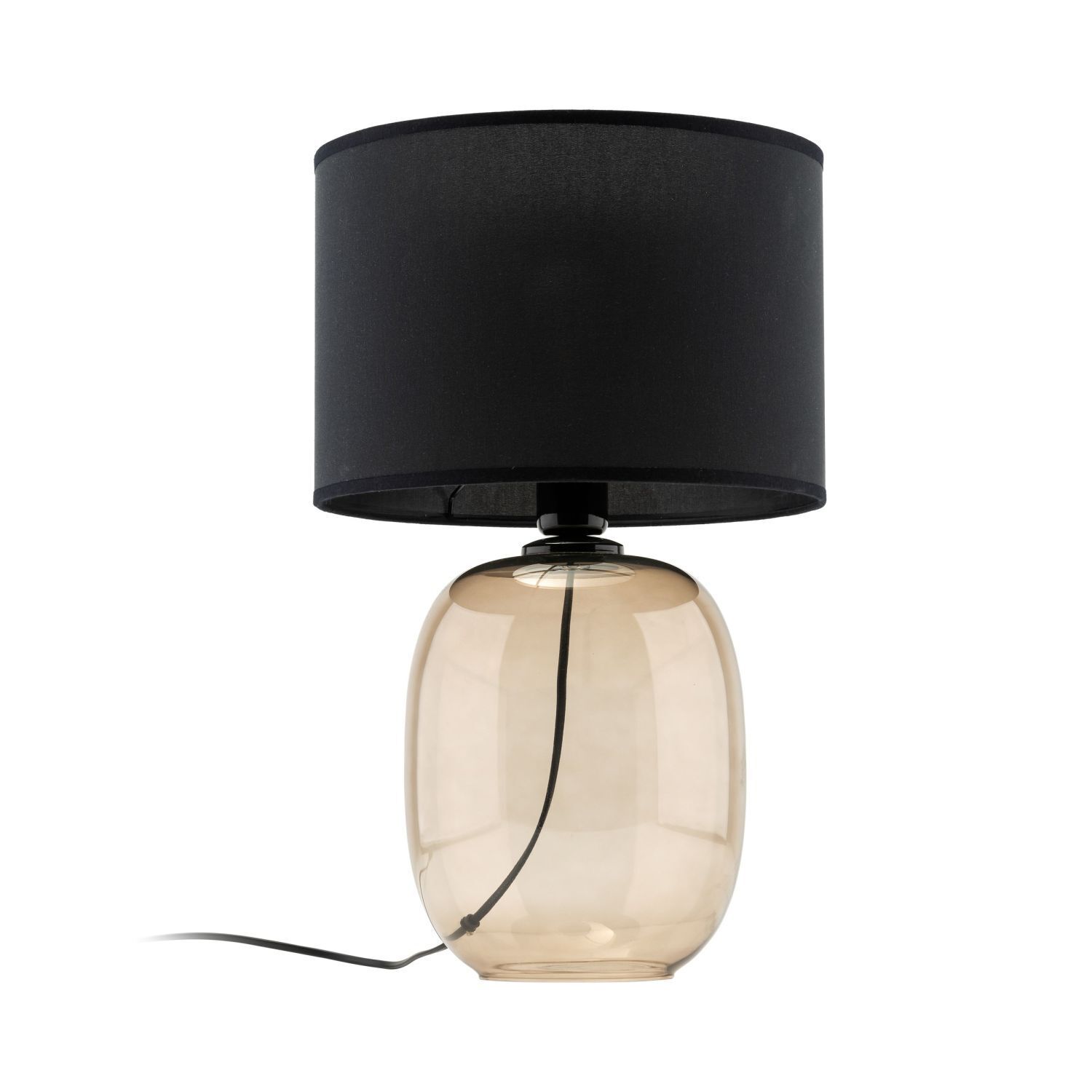 Lampe de table verre fumé tissu E27 48 cm Ø 30 cm KYLE