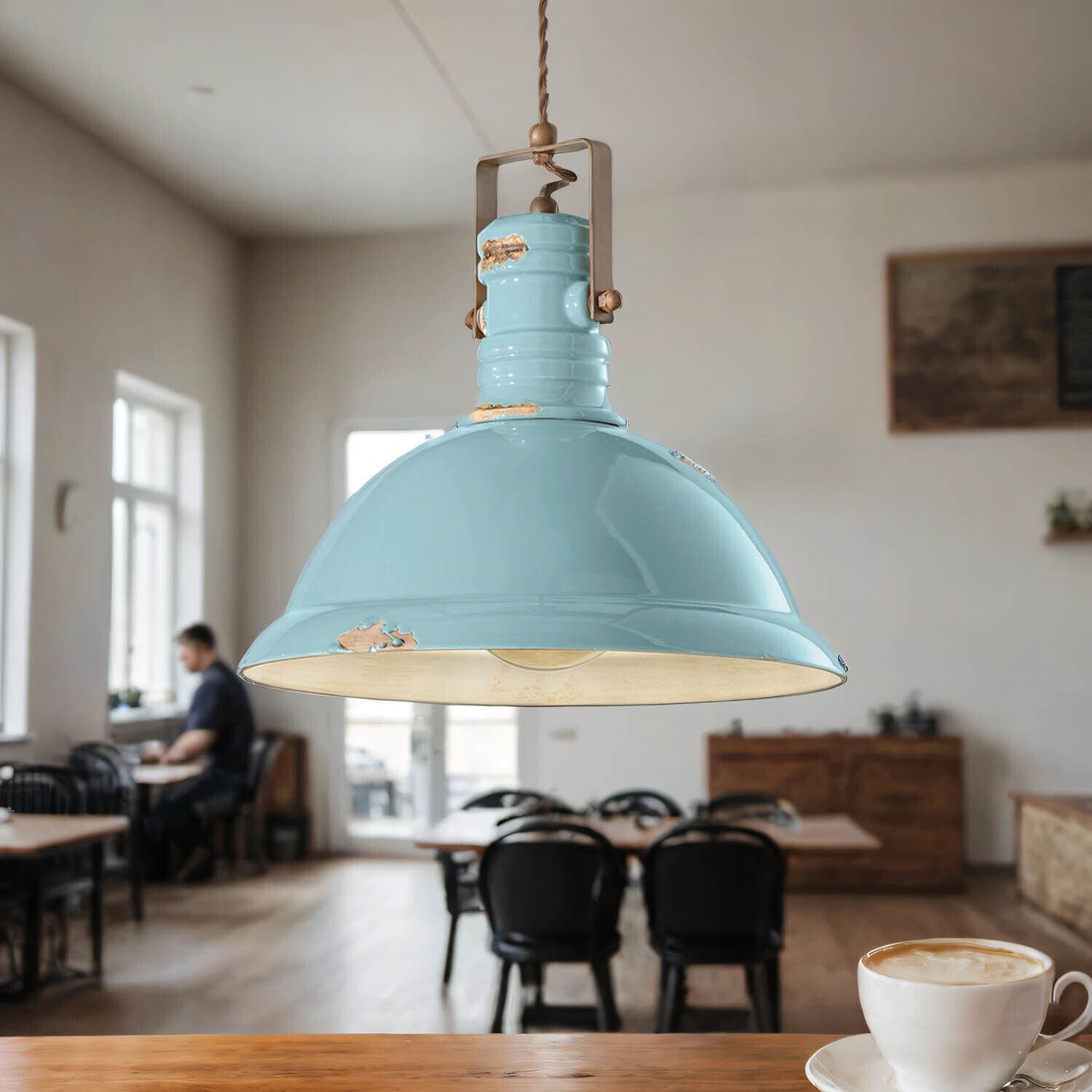 Hängelampe Keramik Metall E27 D: 40 cm rund