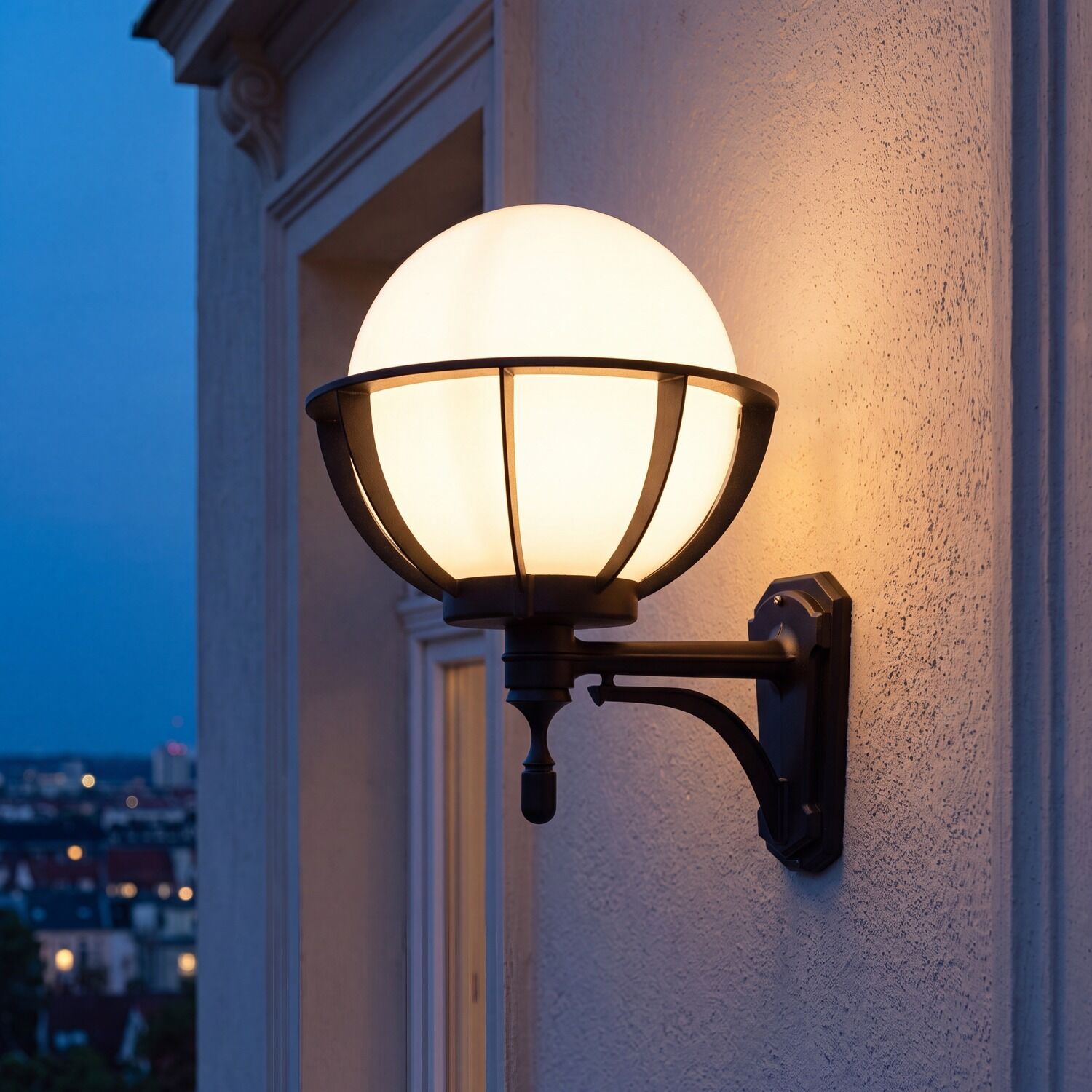 aussen-wandleuchte-aussenlampe-ninette-1-flammig-schwarz-weiss-vintage-177-1 Außenlampe, Wandlampe, Glaskglobus, Schwarz, Beleuchtung