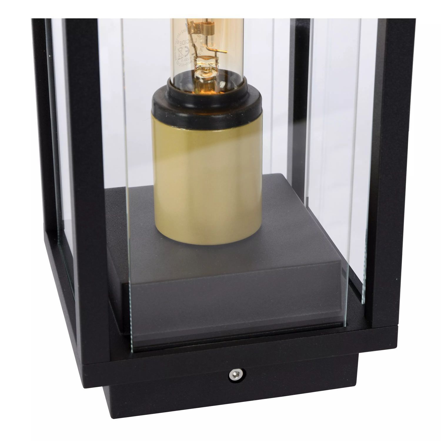 Pollerleuchte Außen Glas Metall Schwarz E27 IP54 50 cm Lampe