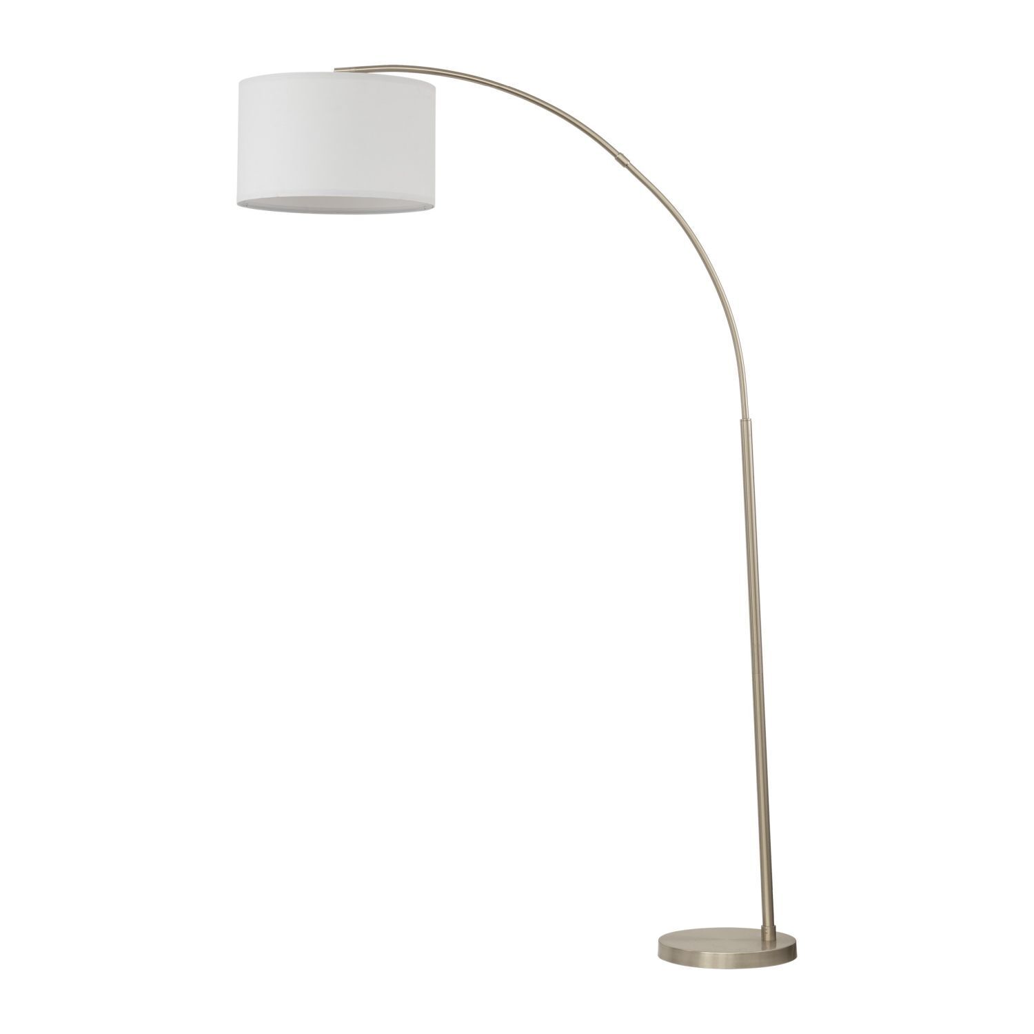 Luminaire en arc réglable 200 cm tissu métal chrome blanc E27 Lampe, Lampenschirm