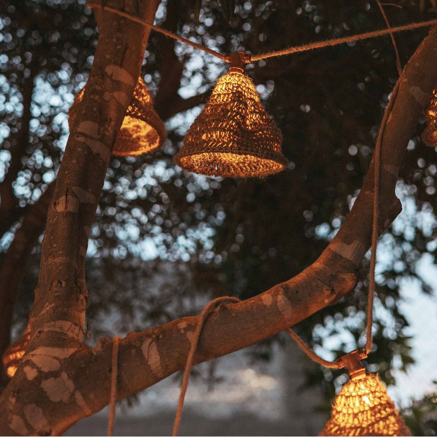 LED Solarlichterkette Garten 5m lang Outdoor Jute IP44