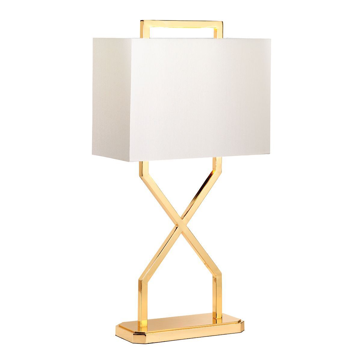 Lampe de table en or ivoire E27 68 cm tissu métal