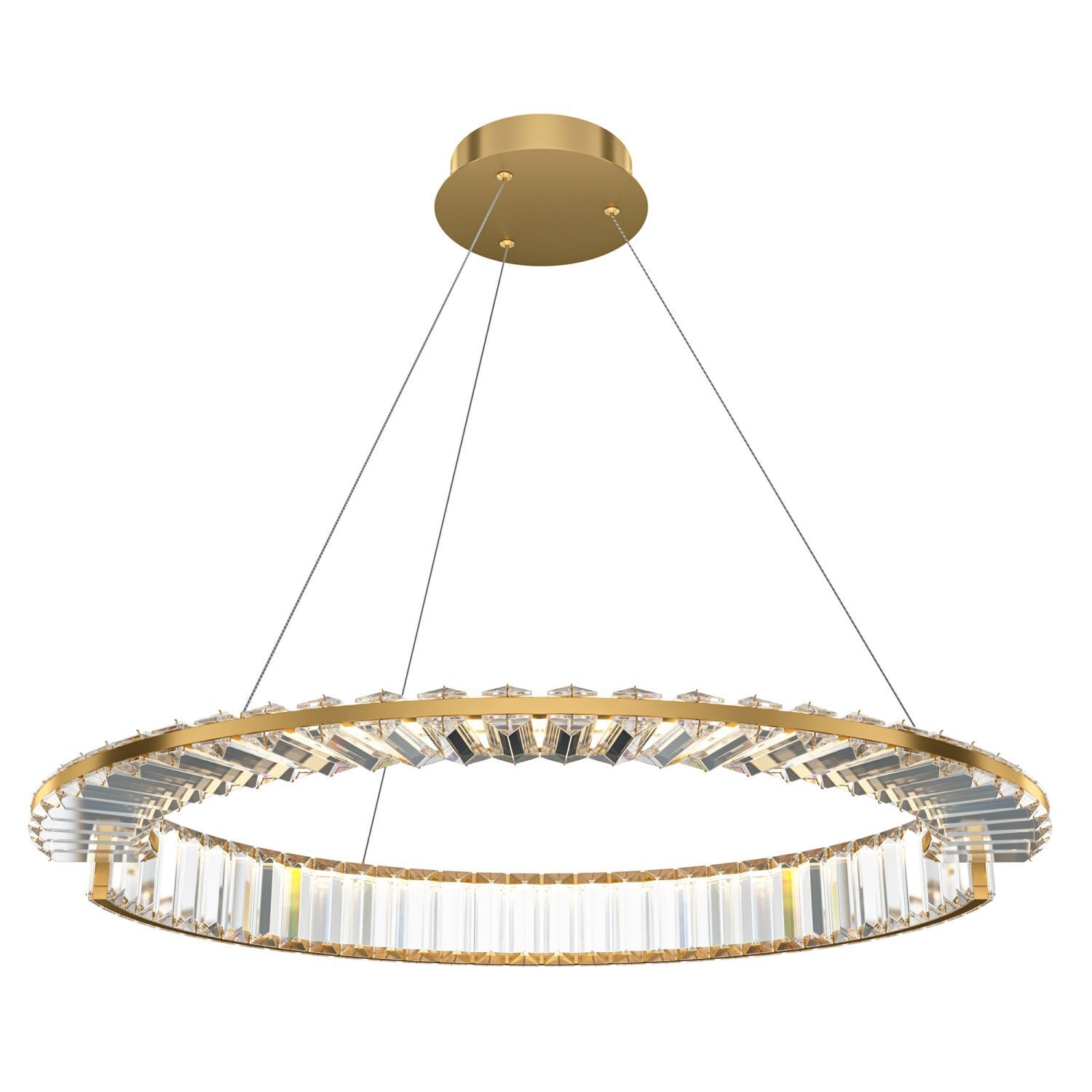 LED Kronleuchter Kristall Metall rund D: 62 cm in Gold Leuchter, Lampe