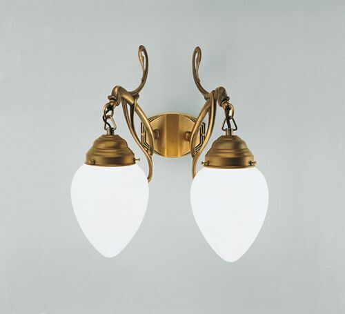 Wandleuchte Berliner Messing Glas E27 T:25 cm 2-flammig Leuchte, Deckenleuchte, Kronleuchter, Lampe
