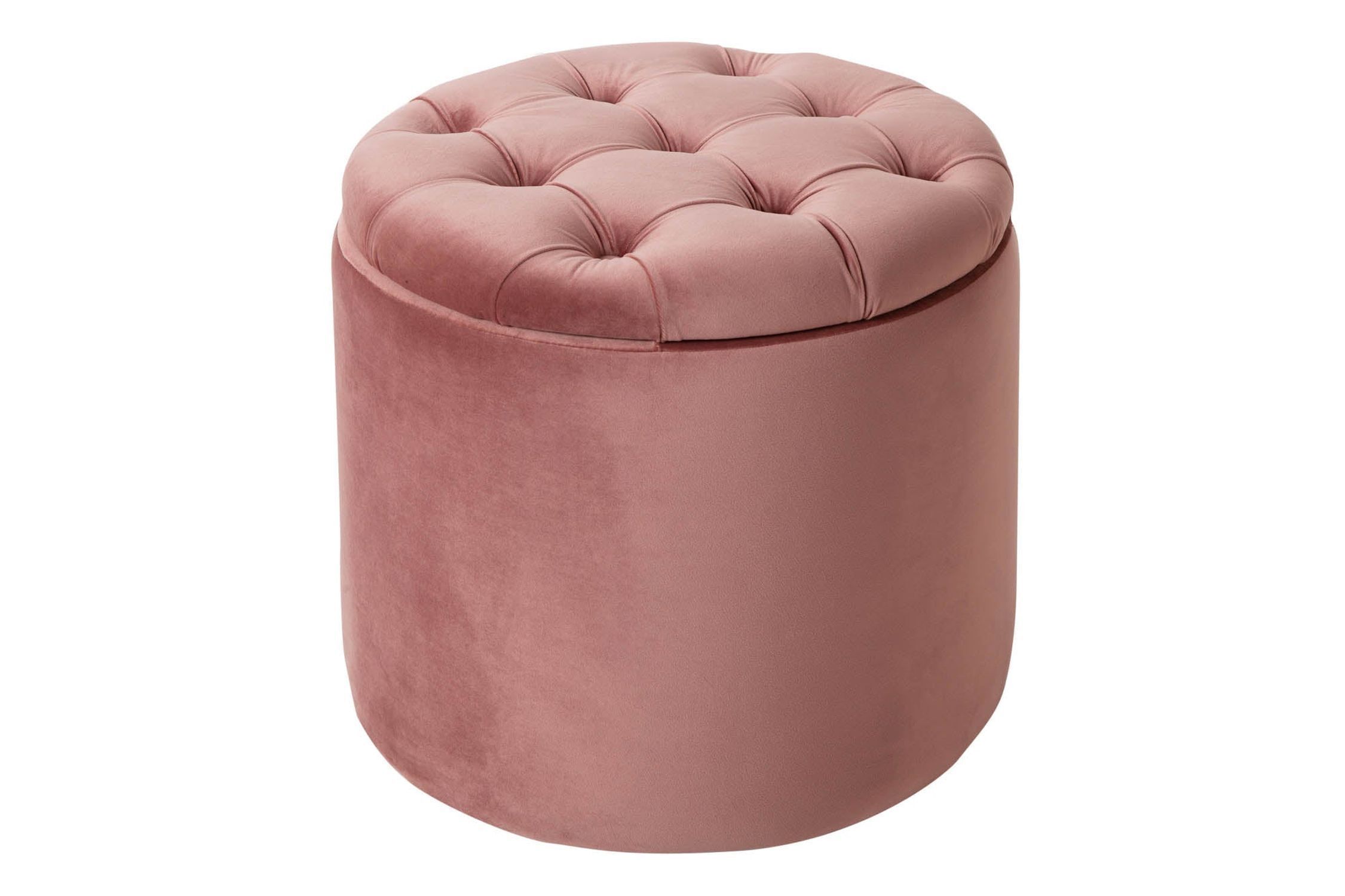 Samthocker mit Stauraum Rosa Ø 50 cm H: 43 cm Chesterfield