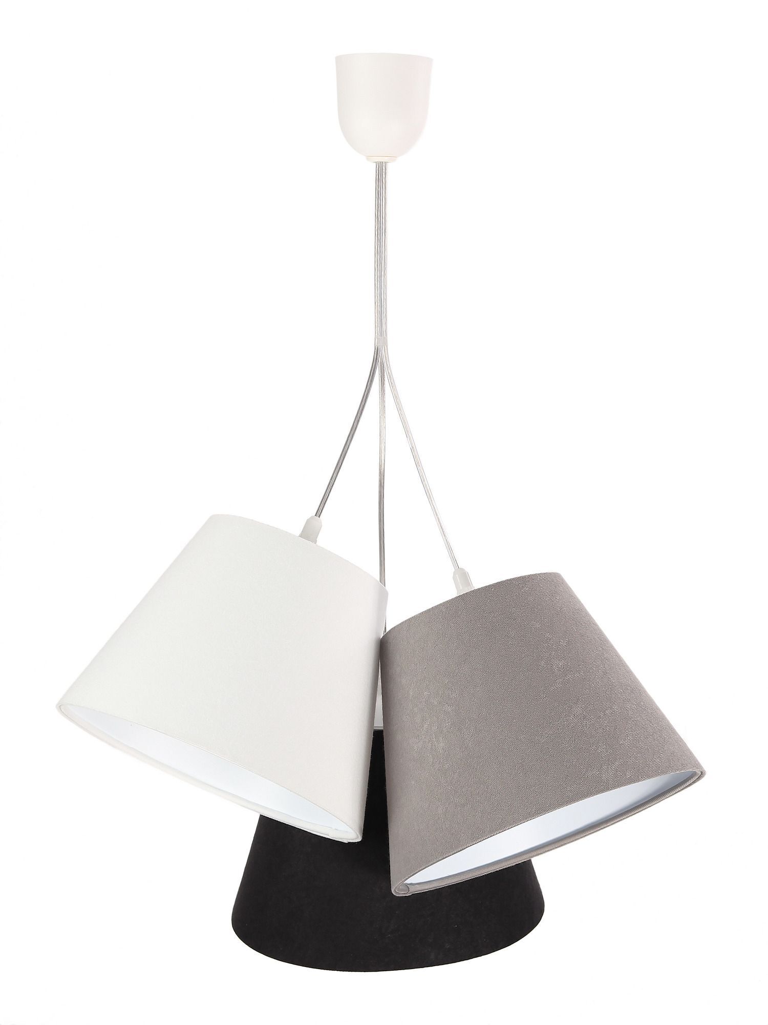 Suspension Gris Noir Tissu 3-flmg Lampe