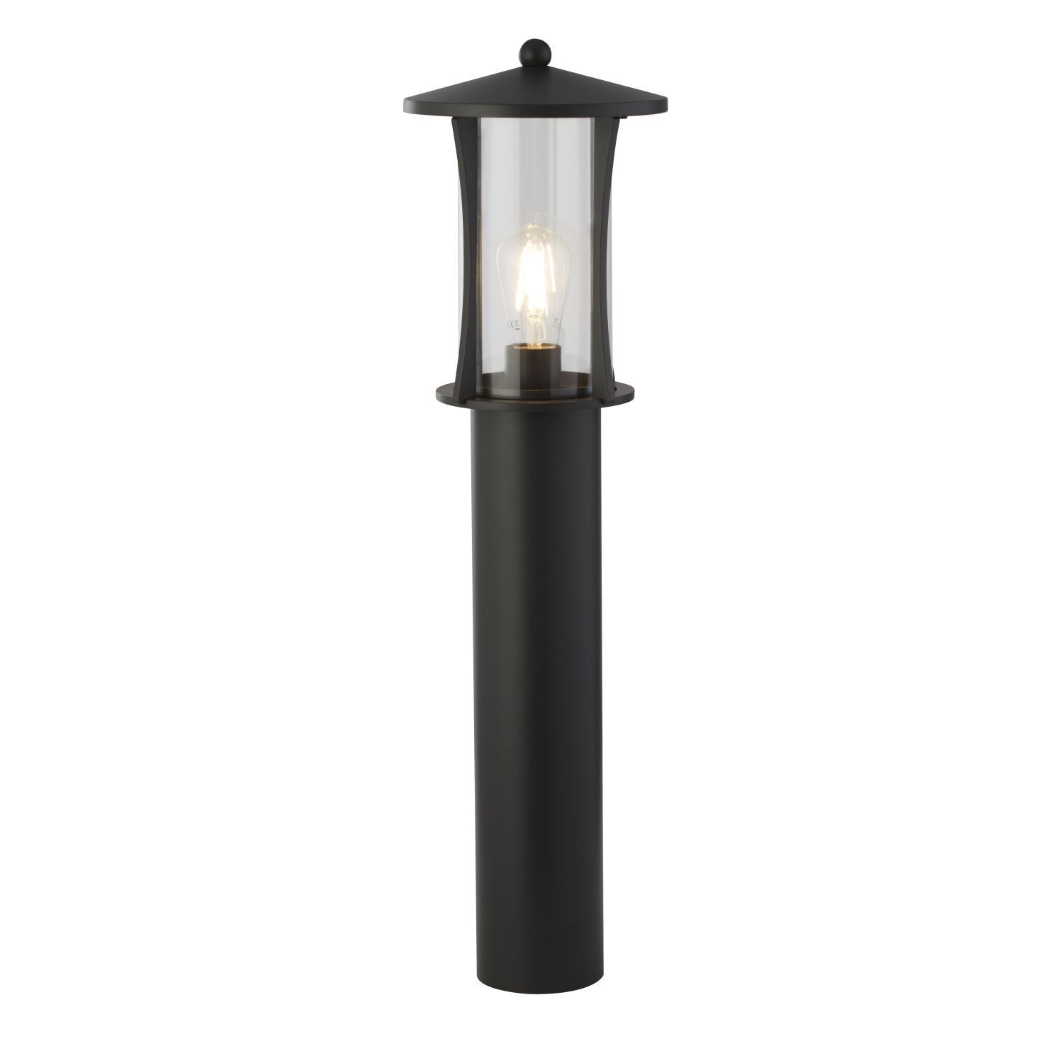 Stehleuchte außen IP44 73 cm E27 Schwarz Alu Glas Garten