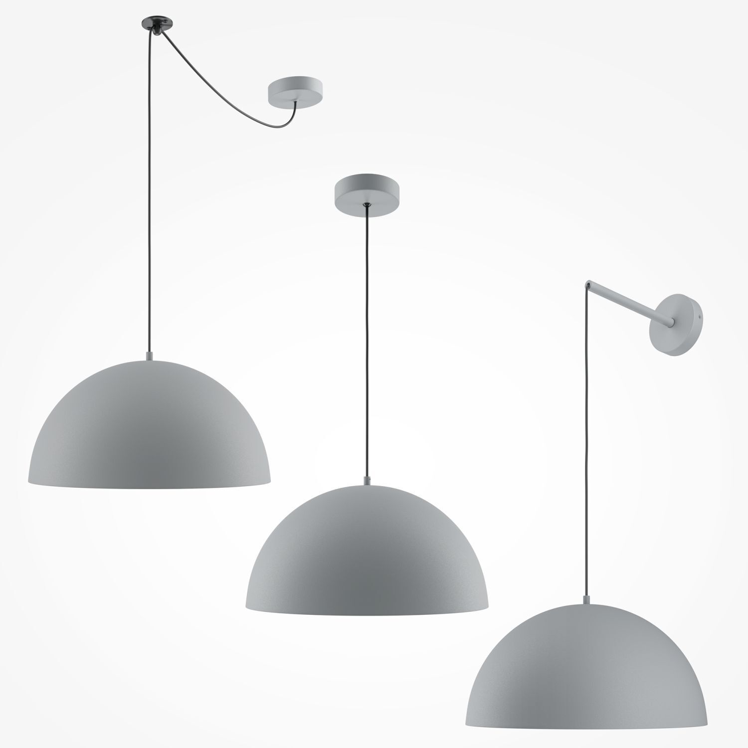 Hängelampe Metall E27 rund D: 35 cm H: max. 320 cm Grau Lampe, Beleuchtung, Lampenschirm