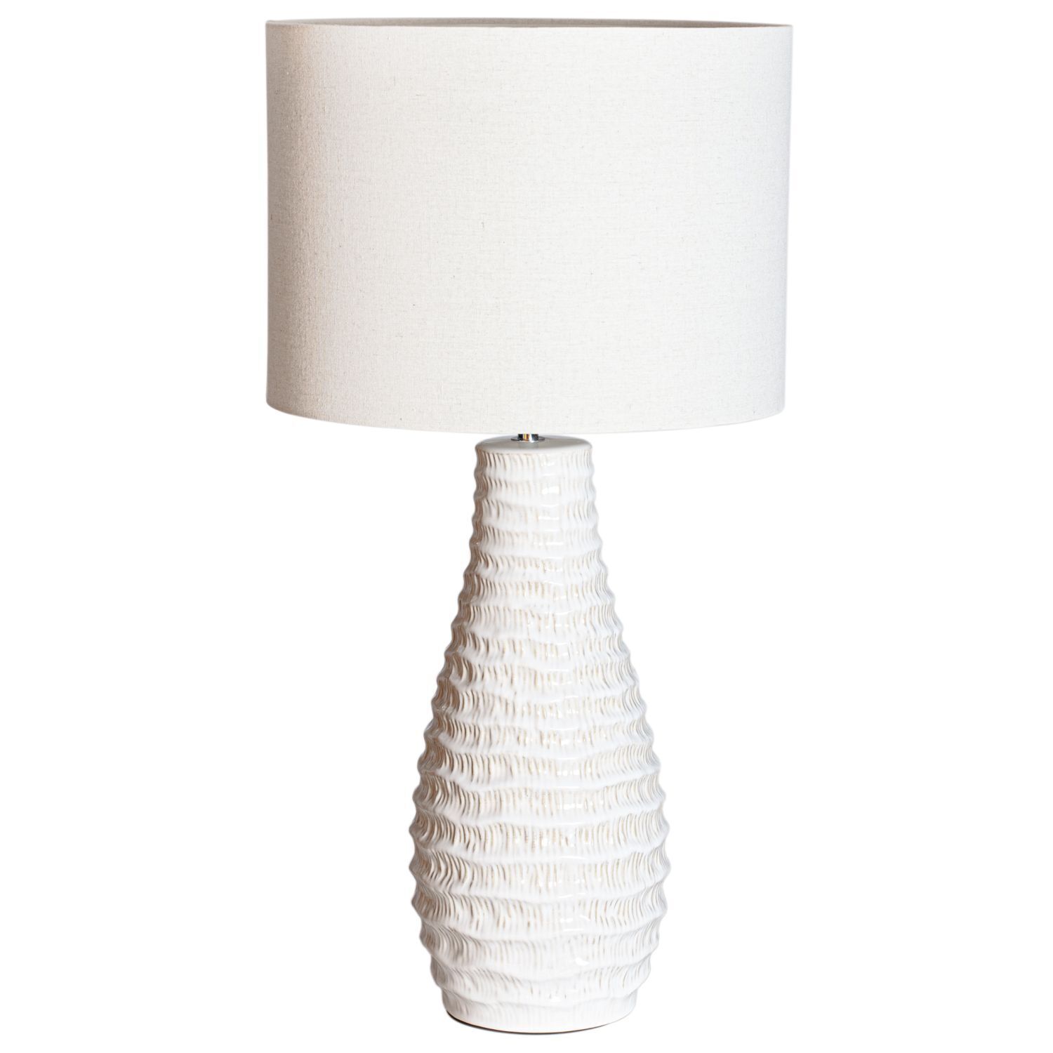 Lampe de table Blanc Crème Céramique Tissu E27 74 cm de haut