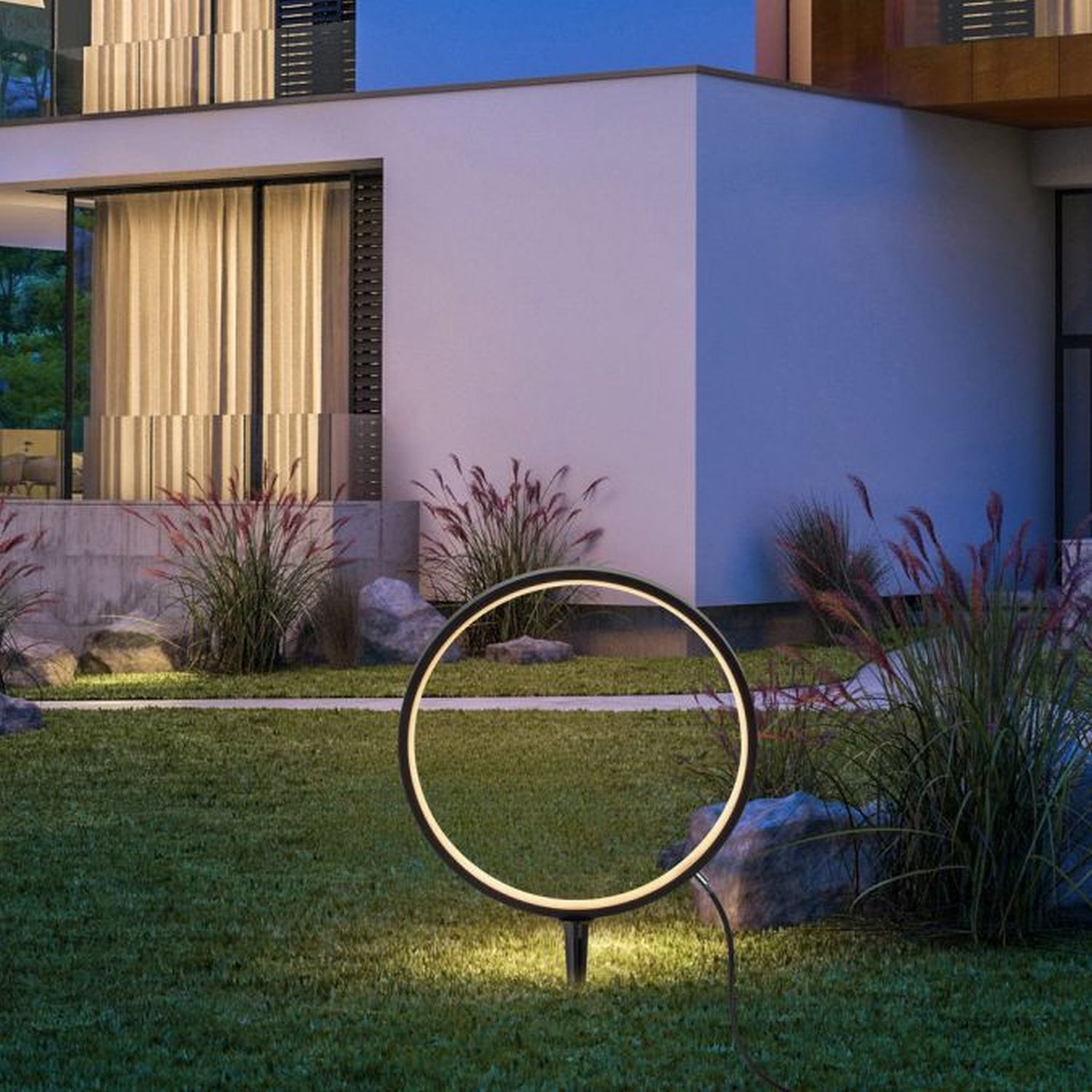 LED Wegeleuchte mit Erdspieß 48 cm IP65 3000 K Schwarz Gras, Rasen, Hinterhof, Innenarchitektur, Villa