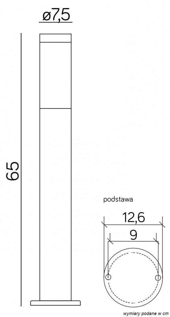 Schwarze Pollerleuchte BETULA 65cm Edelstahl IP44 Diagramm, Handlung