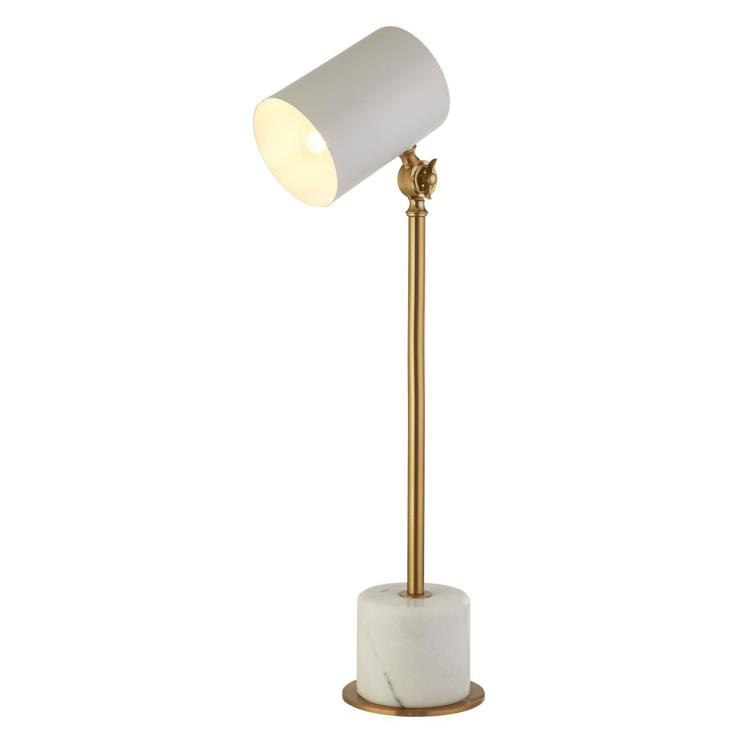 Schreibtischlampe Weiß Messing E27 51,5-63 cm verstellbar