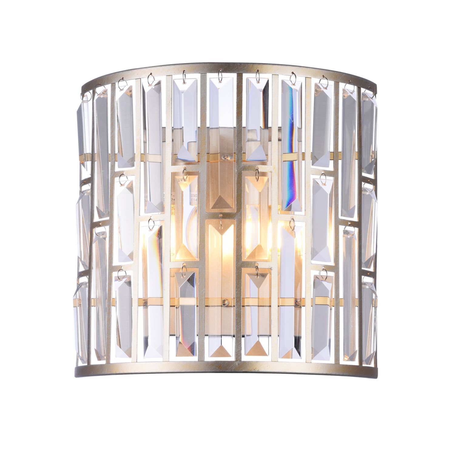 Wandlampe Schwarz Weiß B: 28 cm Up Down Kristall Metall