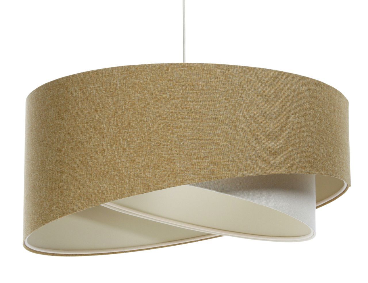 Pendelleuchte rund D: 40 cm E27 Beige Creme verstellbar Lampe, Lampenschirm