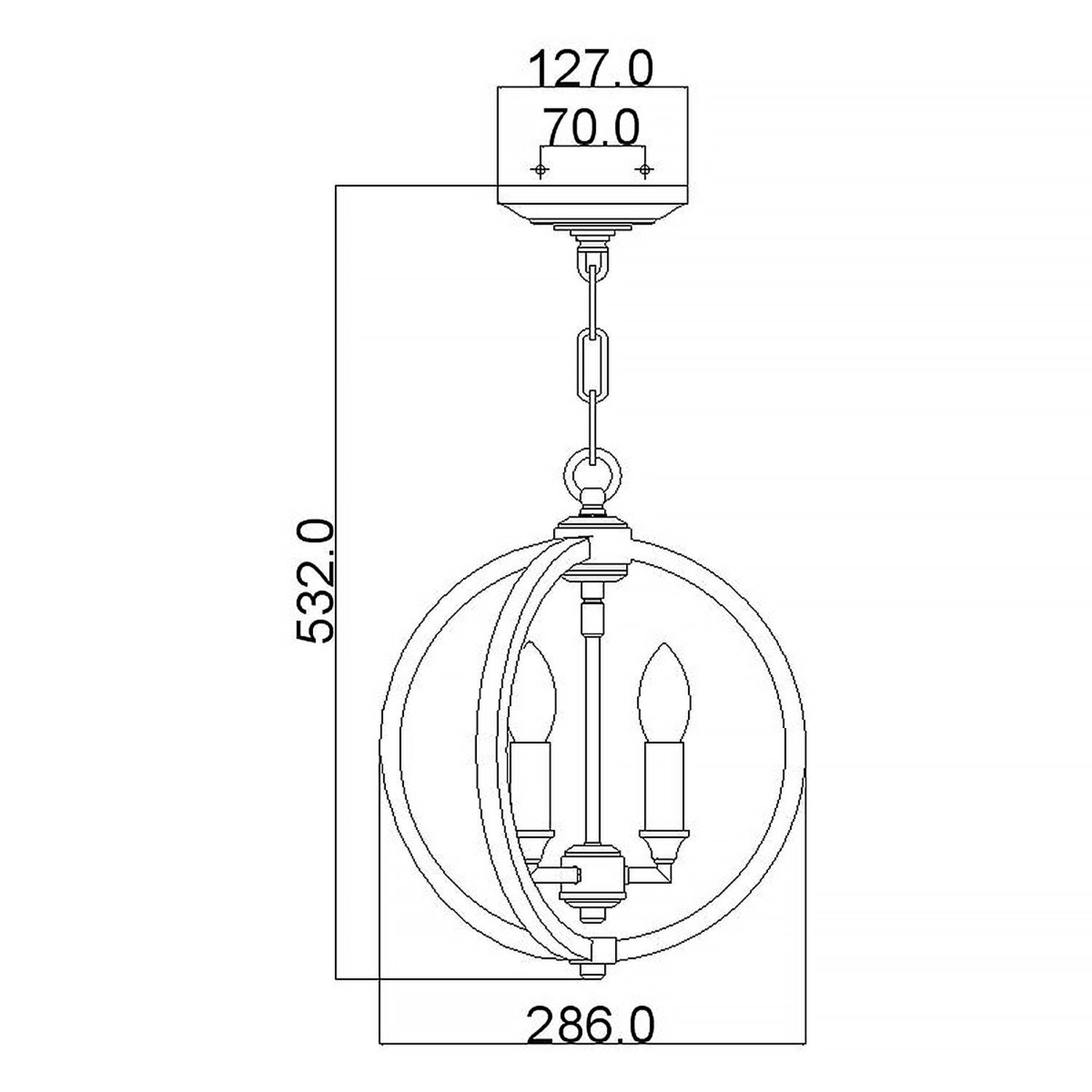 Suspension en métal Ø 28,6 cm en laiton bruni Diagramm, Handlung
