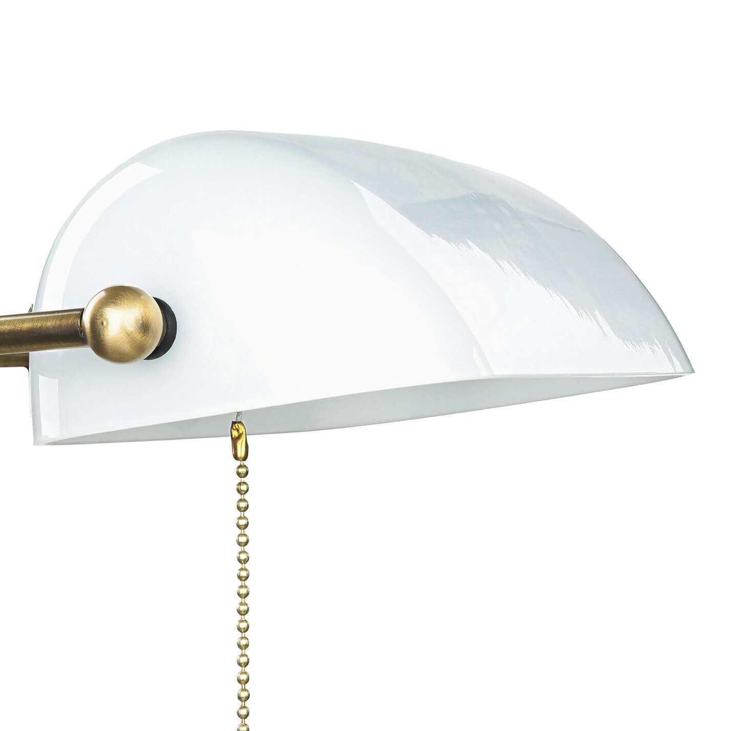 Designer Bankerleuchte in Bronze hell Weiß Echt-Messing Lampe, Lampenschirm