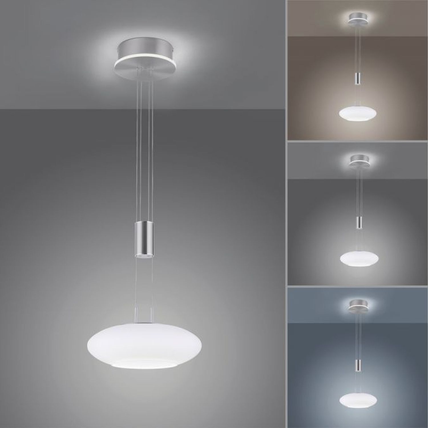 LED Hängelampe Glasschirm dimmbar Fernbedienung 4350 lm Deckenleuchte, Lampe