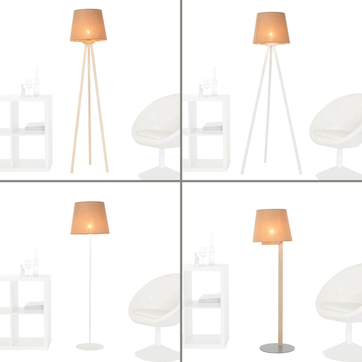 Abat-jour conique WILLOW Tissu Lampadaire E27 Lampe