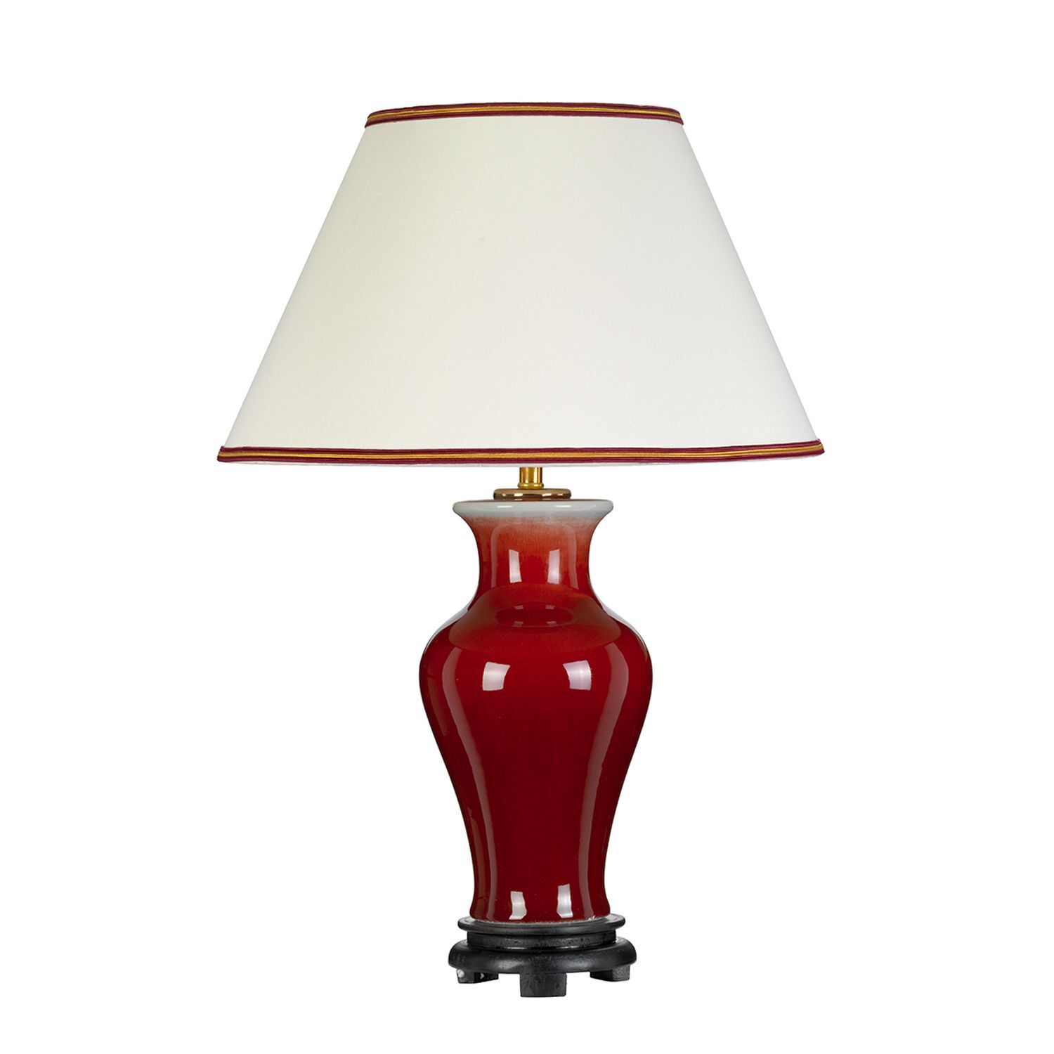 Tischleuchte Creme Rot 64 cm Keramik Stoff E27 Lampe, Tischlampe, Lampenschirm