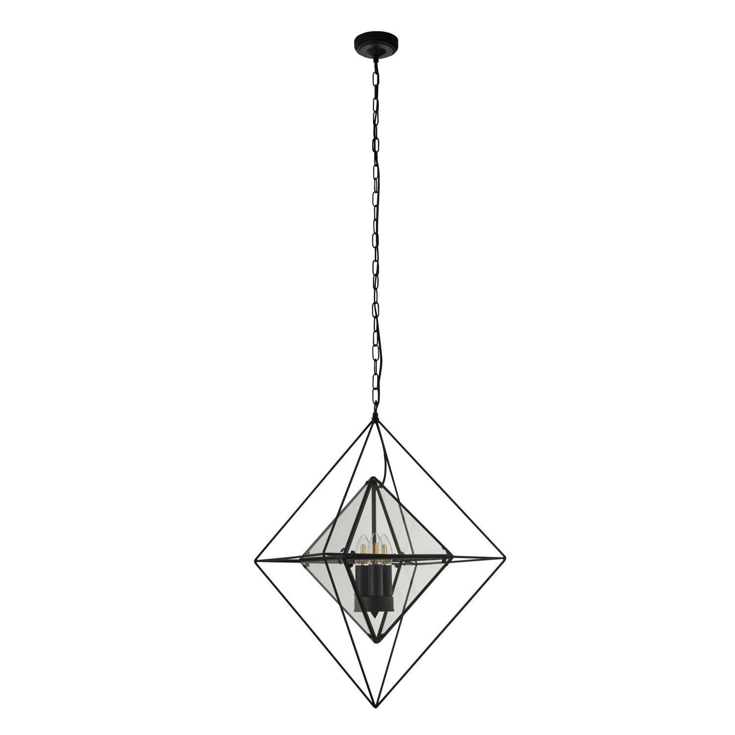 Suspension métal verre L : 57 cm E27 réglable en hauteur