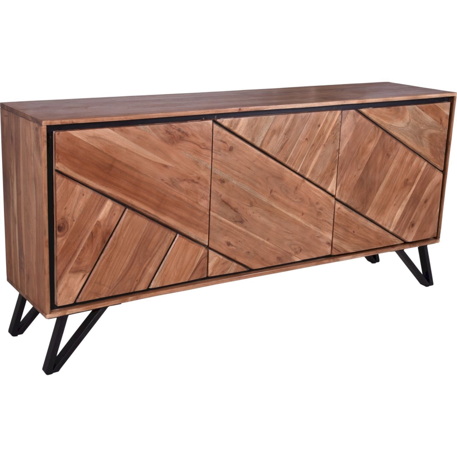 Buffet largeur 150 cm H : 76 cm Moderne Bois d'acacia Métal
