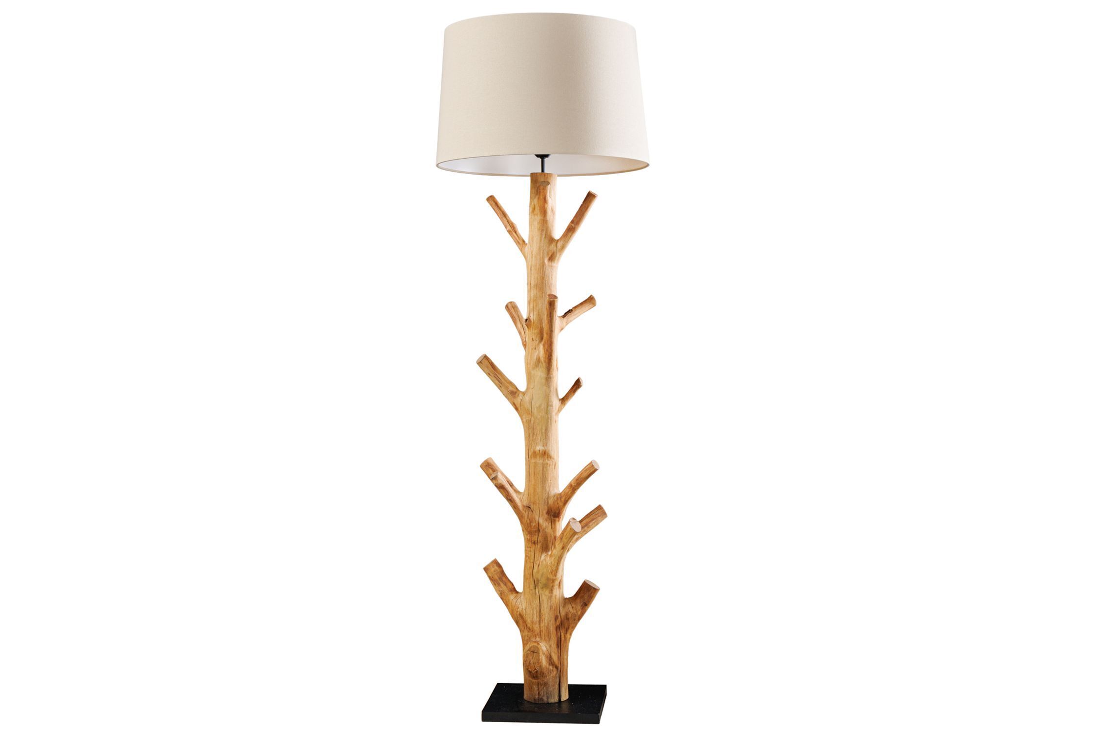Stehleuchte Beige Stoffschirm Holz 175 cm Handarbeit Lampe, Lampenschirm