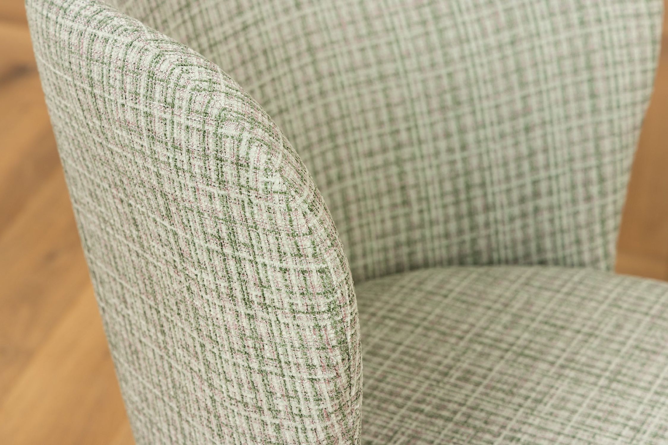 Chaise de salle à manger Bouclé en vert rose à carreaux sans accoudoirs Moebel, Stuhl, Sessel